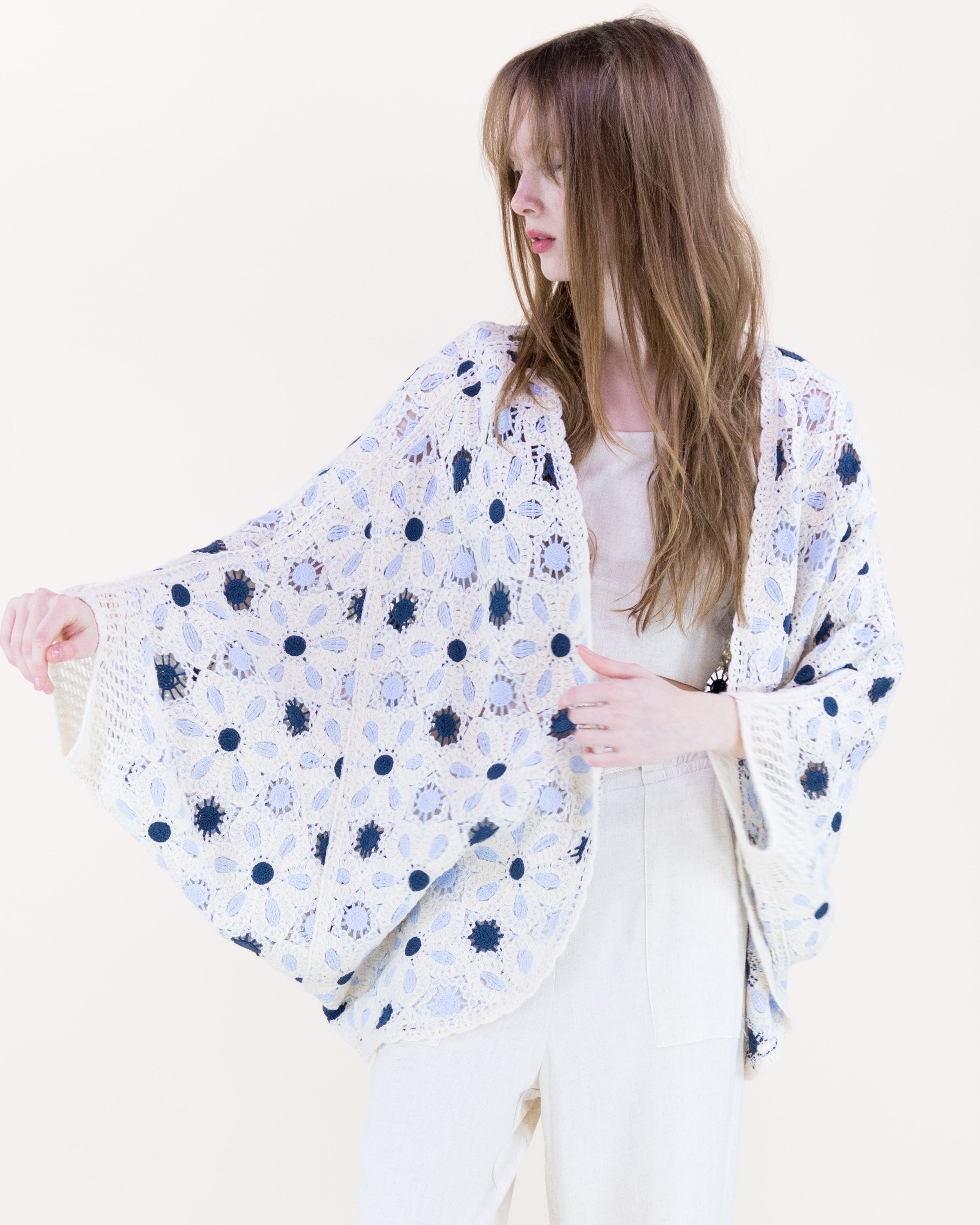 Floral Loom Crochet Lace Bat Wing Cardigan - MOCHA (OS) (Pack of 6)