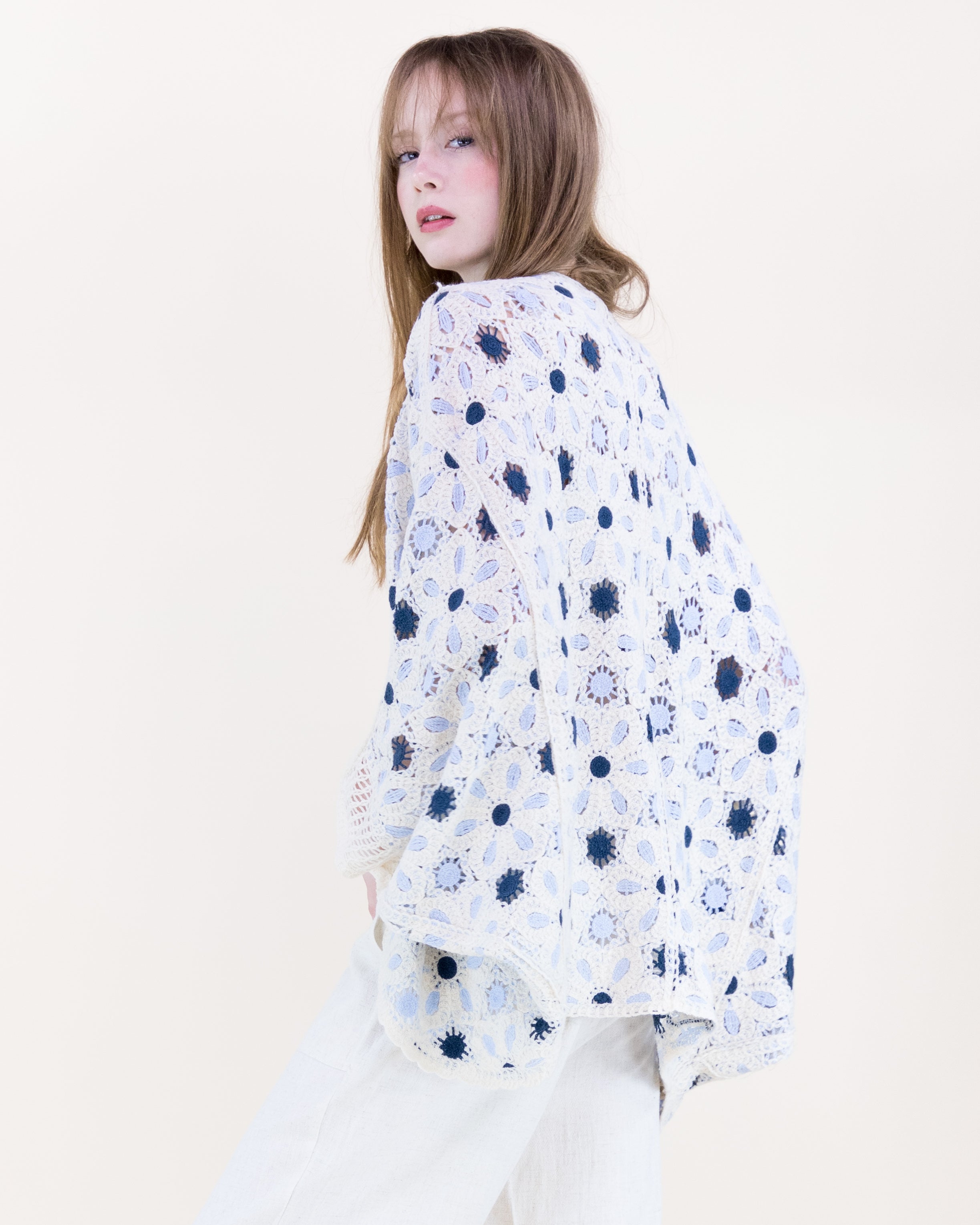 Floral Loom Crochet Lace Bat Wing Cardigan - MOCHA (OS) (Pack of 6)