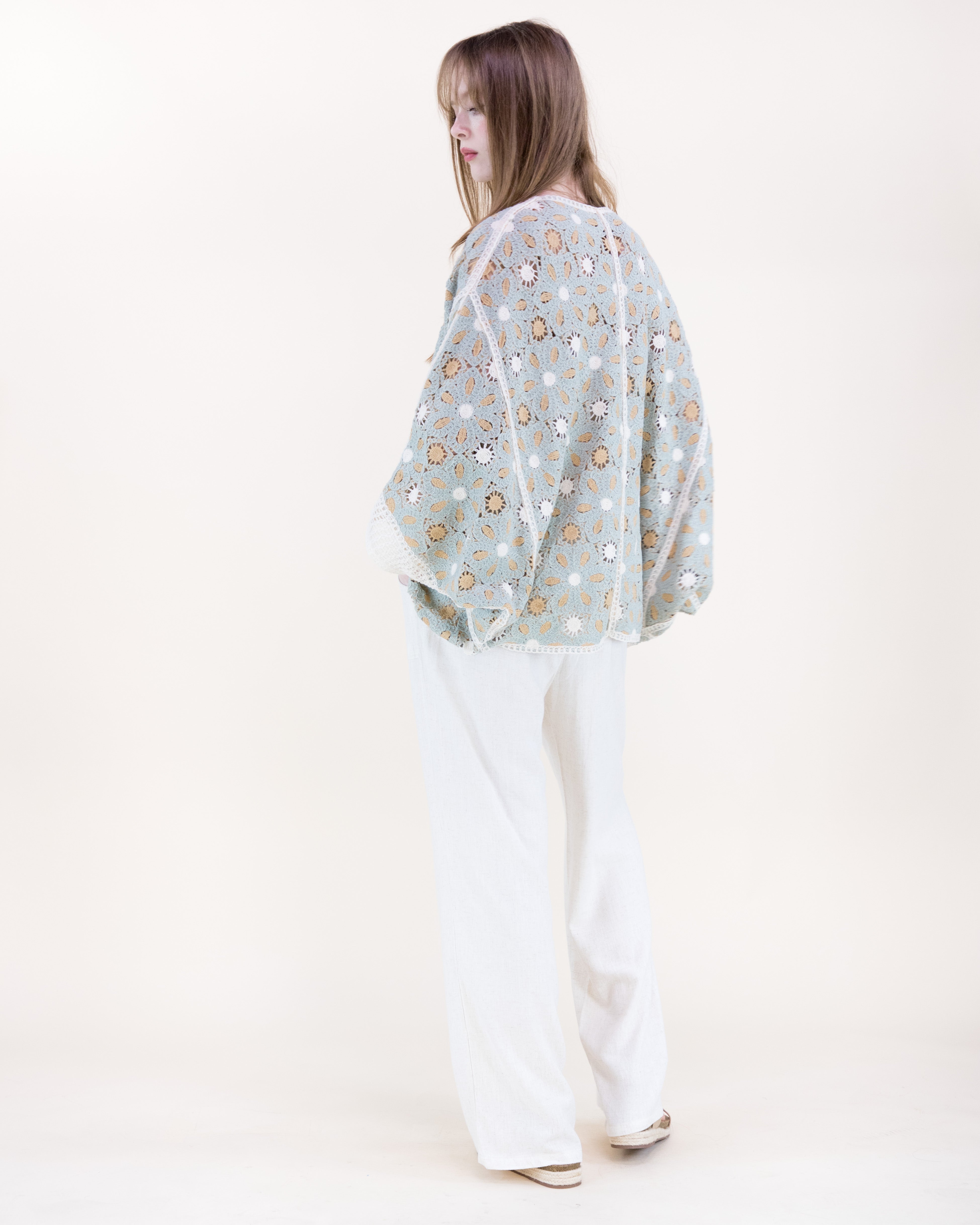 Floral Loom Crochet Lace Bat Wing Cardigan - MOCHA (OS) (Pack of 6)