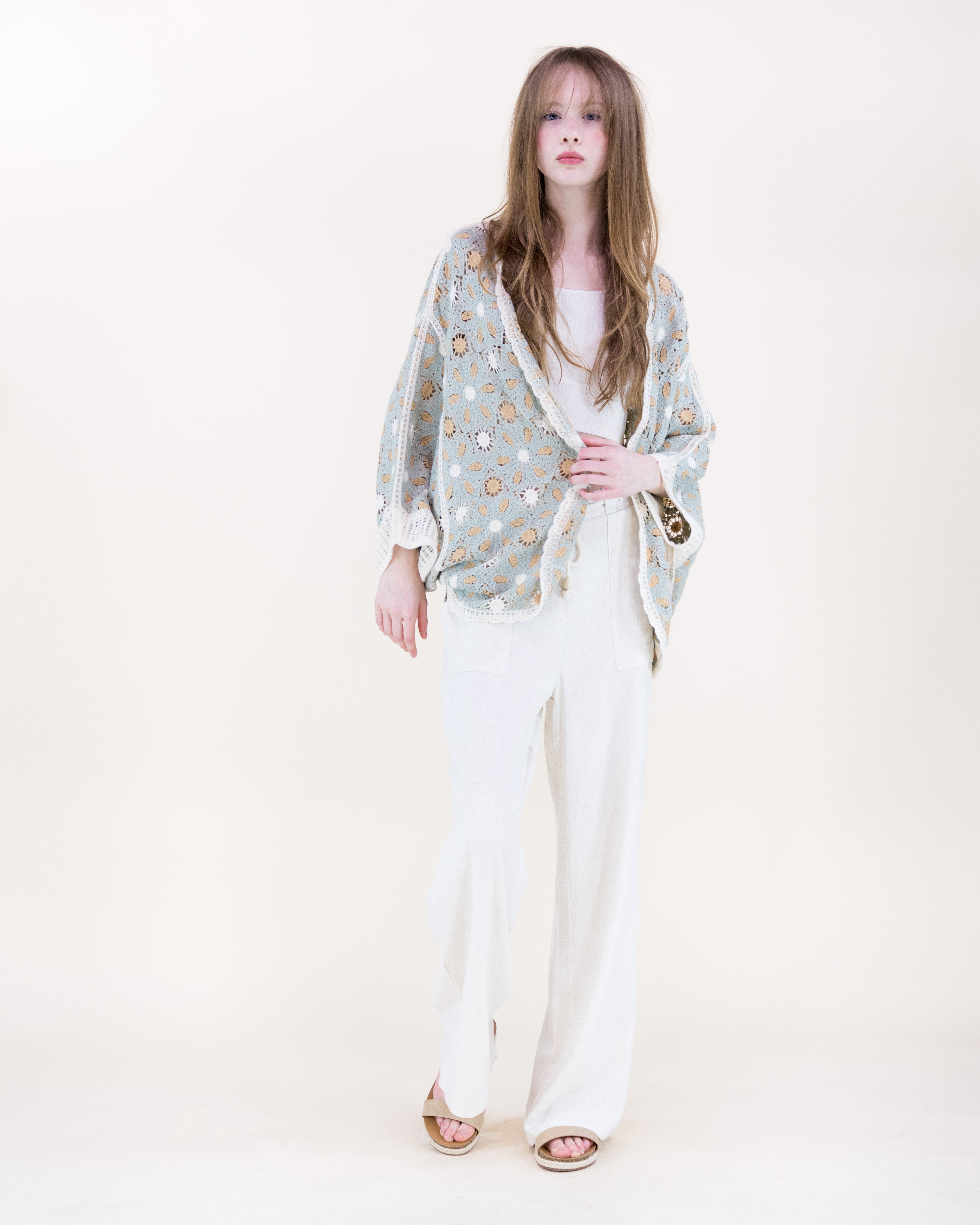 Floral Loom Crochet Lace Bat Wing Cardigan - MOCHA (OS) (Pack of 6)