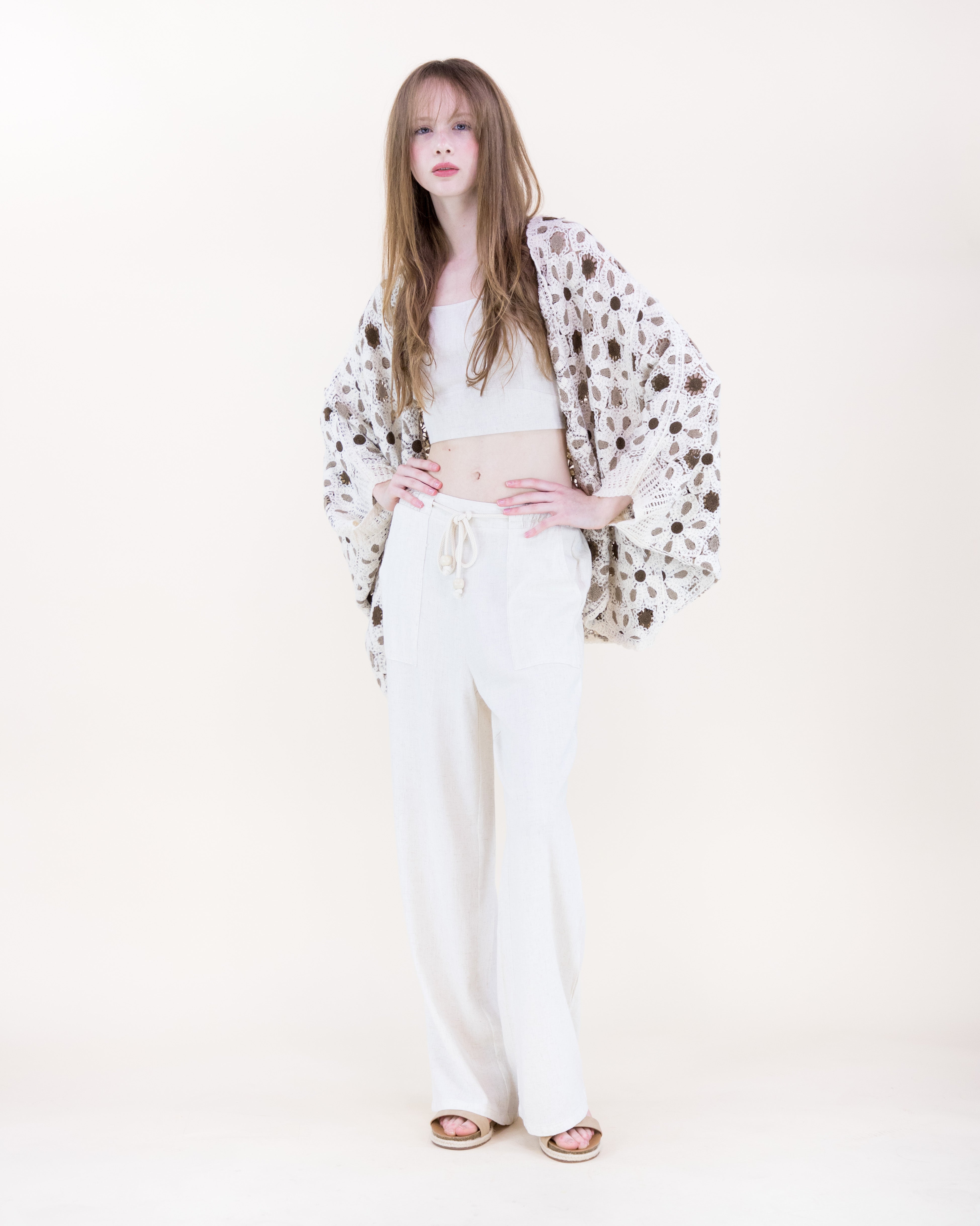 Floral Loom Crochet Lace Bat Wing Cardigan - MOCHA (OS) (Pack of 6)