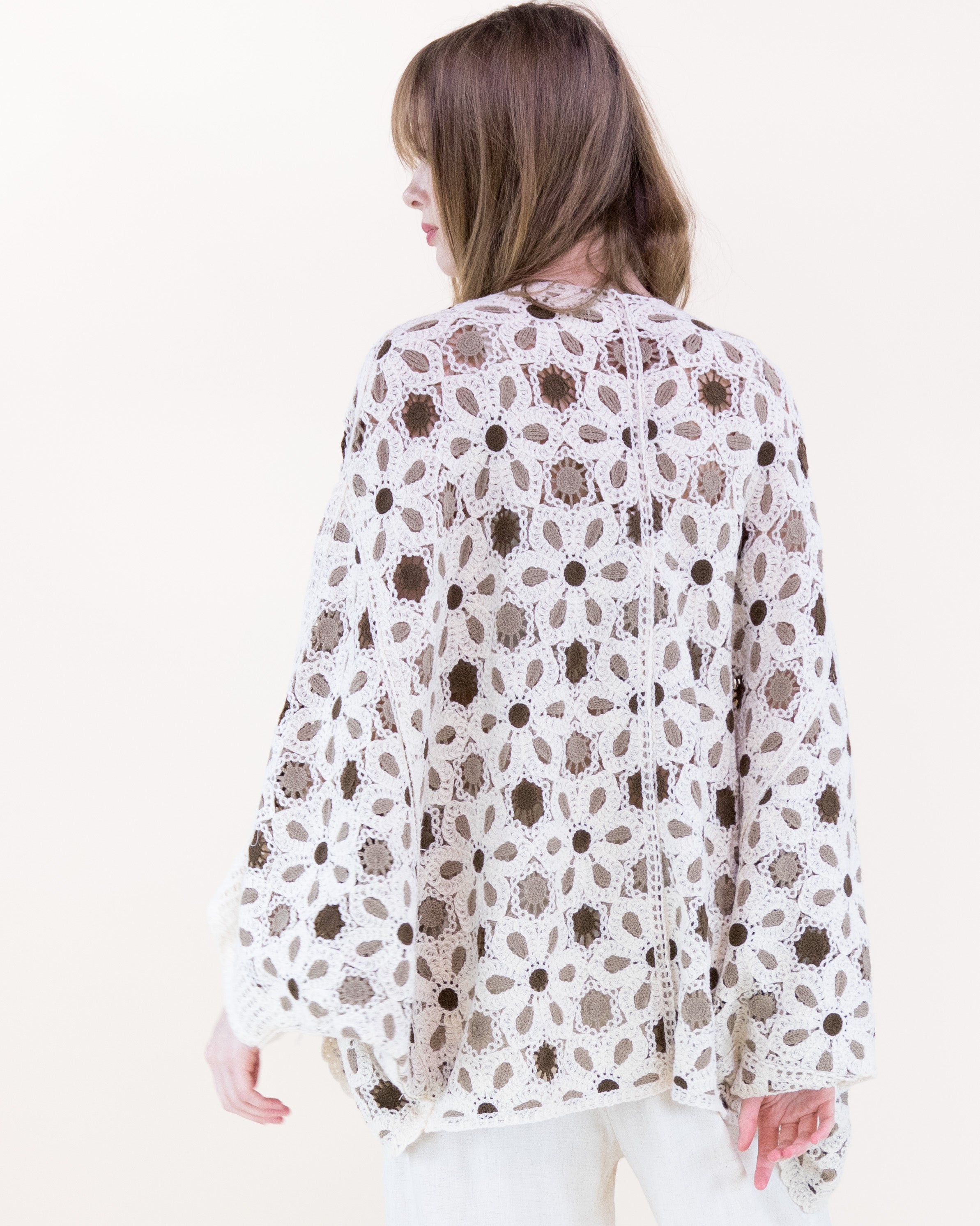 Floral Loom Crochet Lace Bat Wing Cardigan - MOCHA (OS) (Pack of 6)