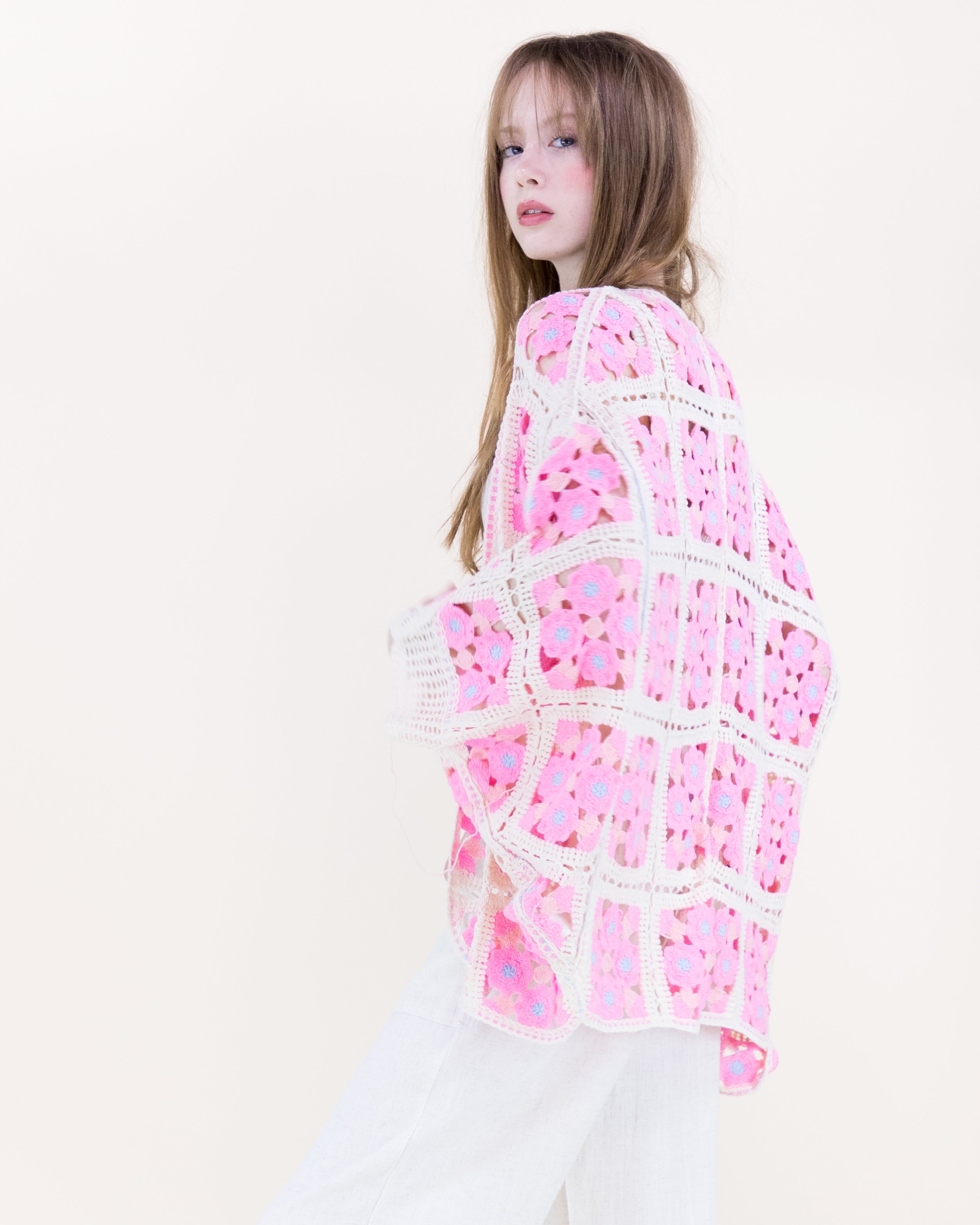 Mini Flora Crochet Square Cardigan - BLUE (OS) (Pack of 6)