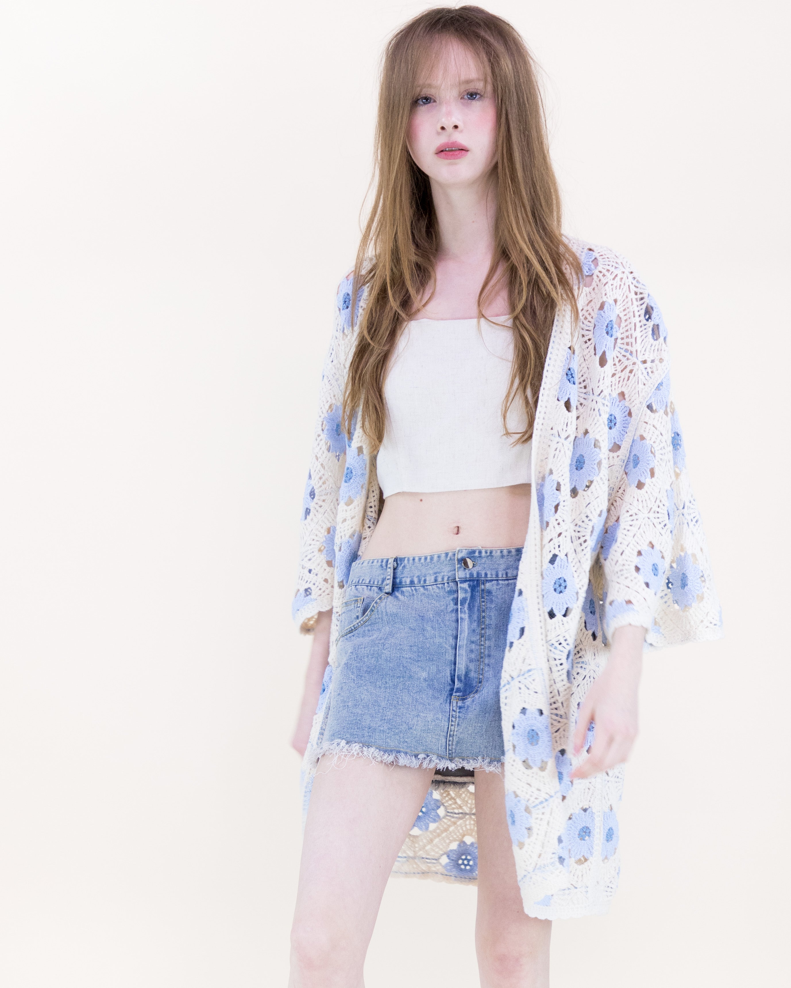 Petunia Half Sleeve Short Crochet Kimono Cardigan - CAMEL (OS) (Pack of 6)