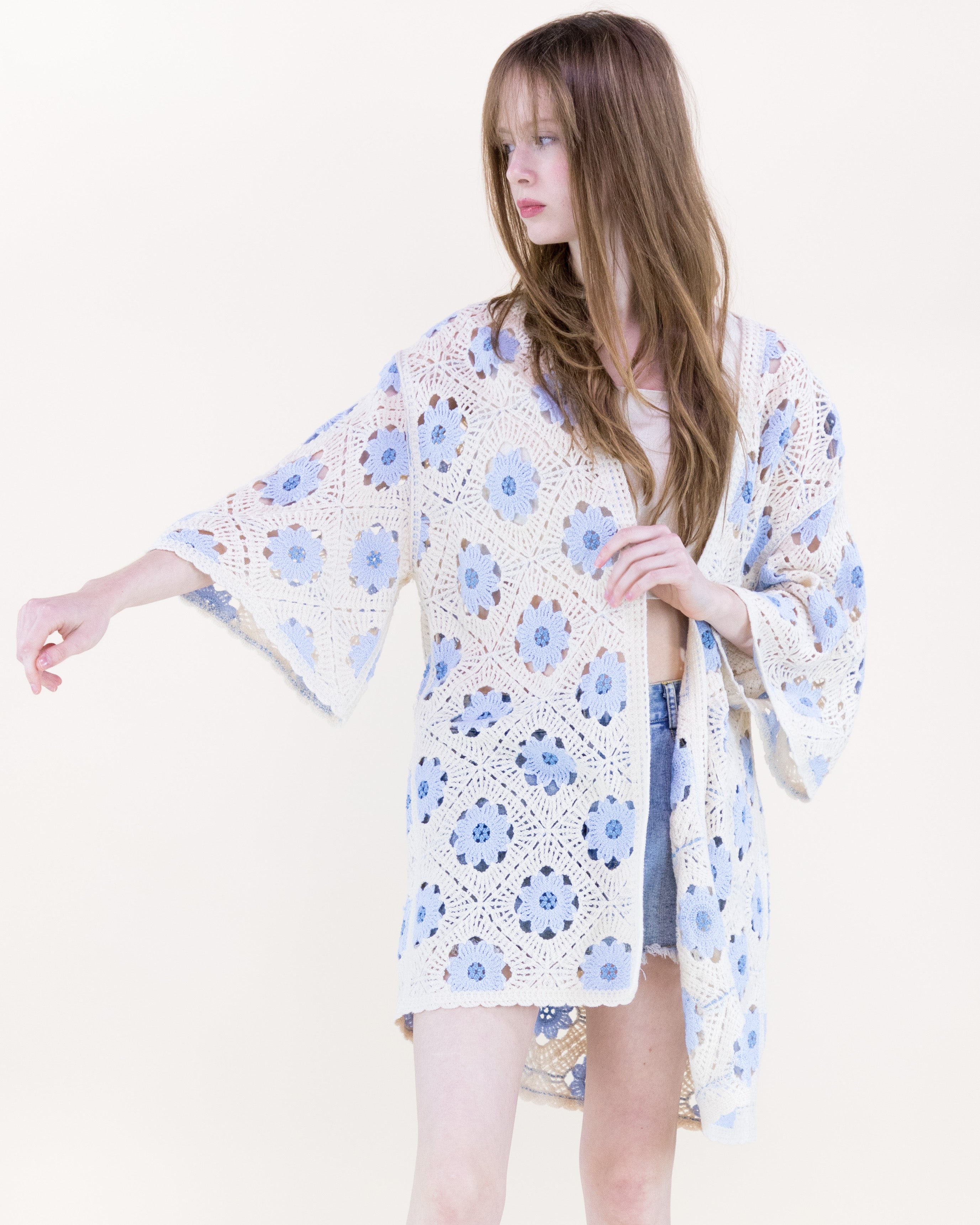 Petunia Half Sleeve Short Crochet Kimono Cardigan - CAMEL (OS) (Pack of 6)