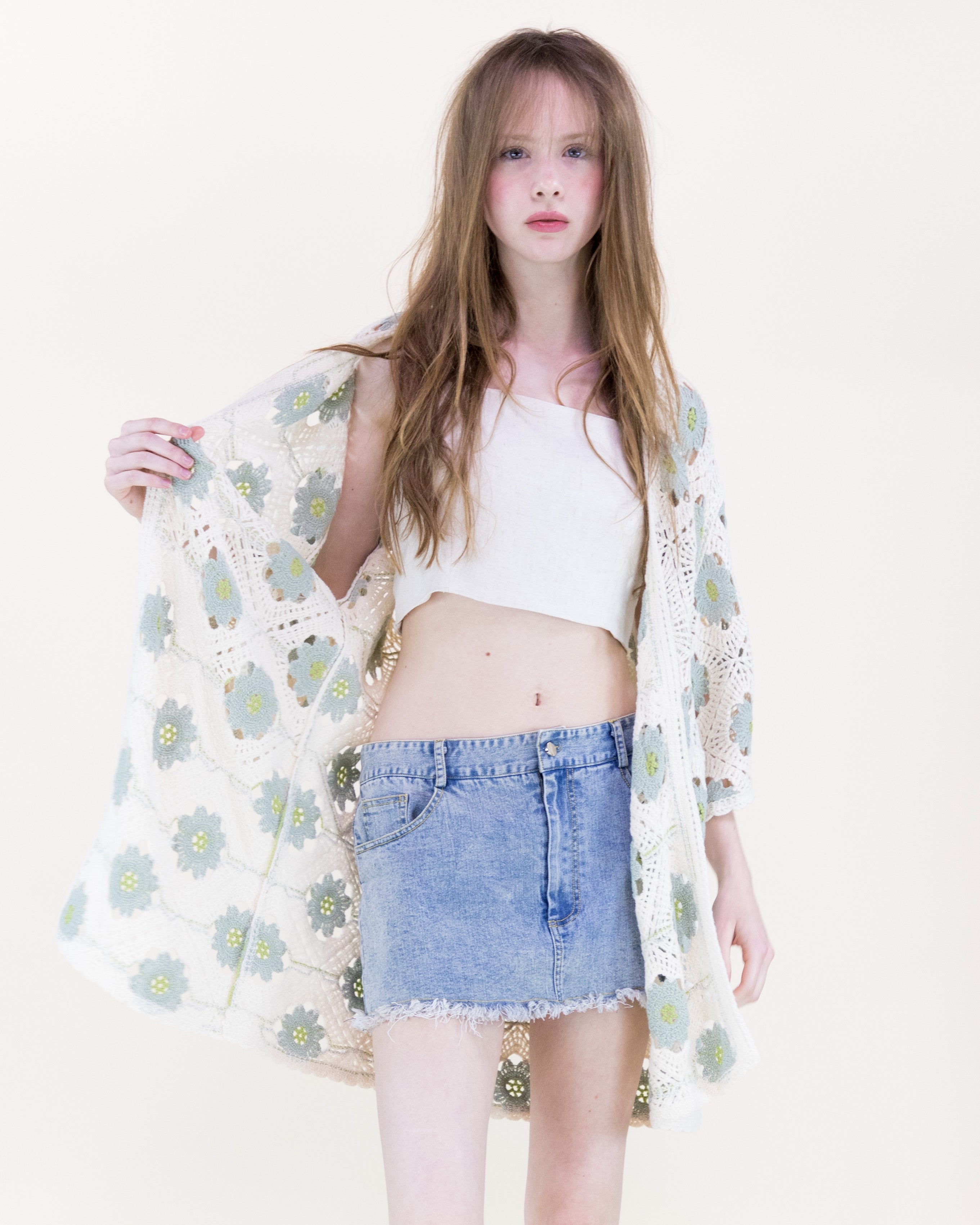 Petunia Half Sleeve Short Crochet Kimono Cardigan - CAMEL (OS) (Pack of 6)