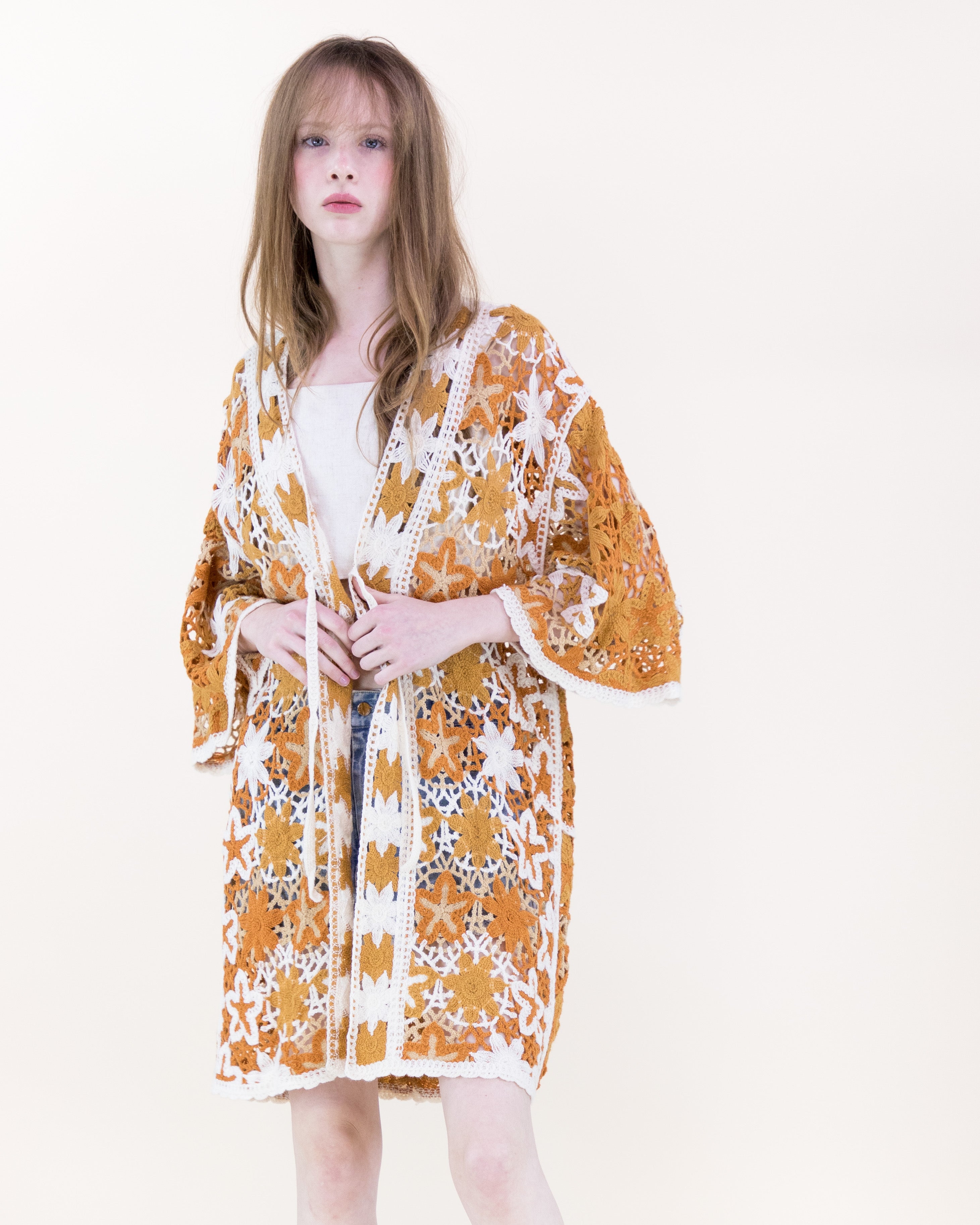 Boho Starfish Front-tie Kimono - RUST (OS) (Pack of 6)