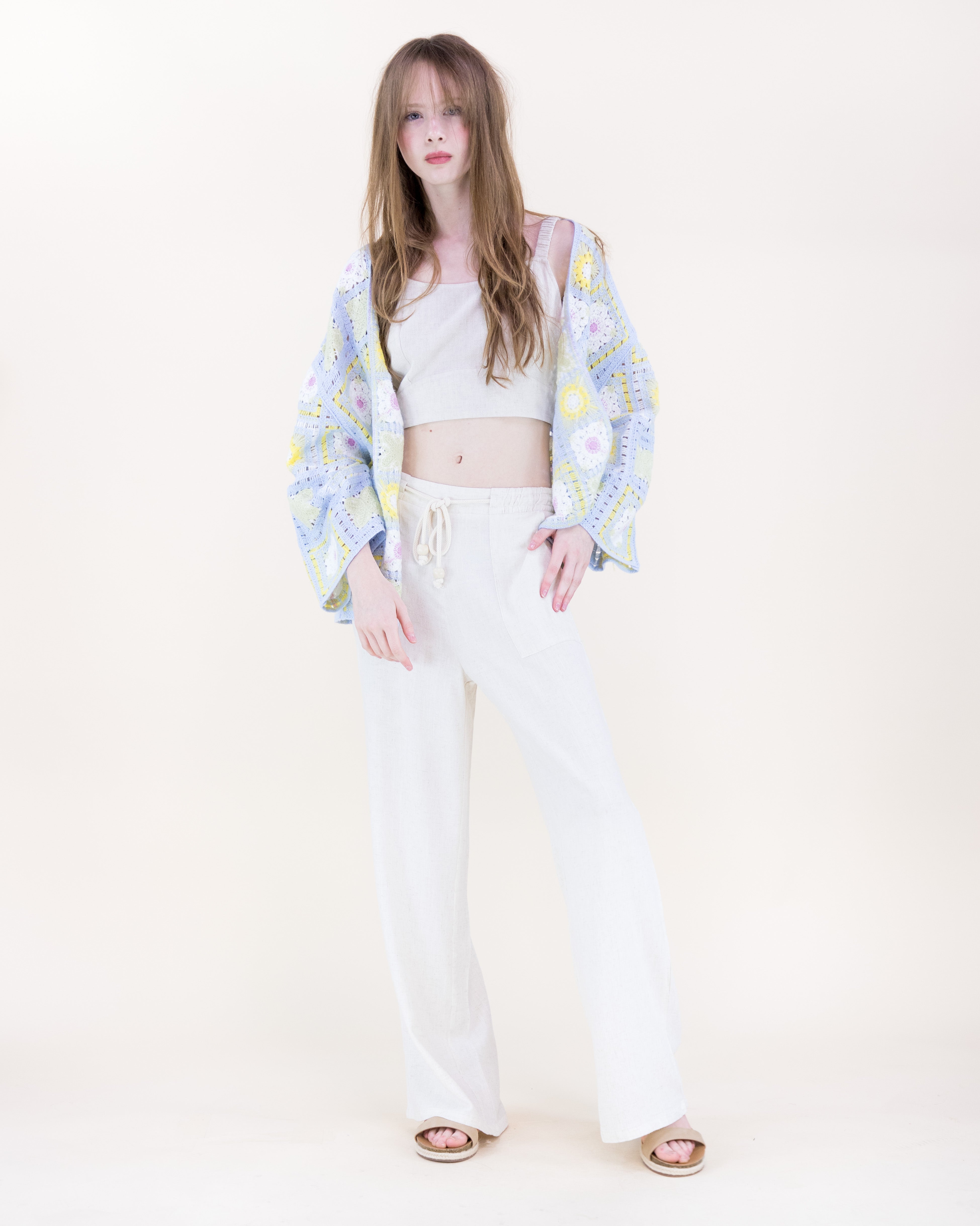 Sunny Floral Granny Square Crochet Long Sleeve Cardigan - PINK (OS) (Pack of 6)