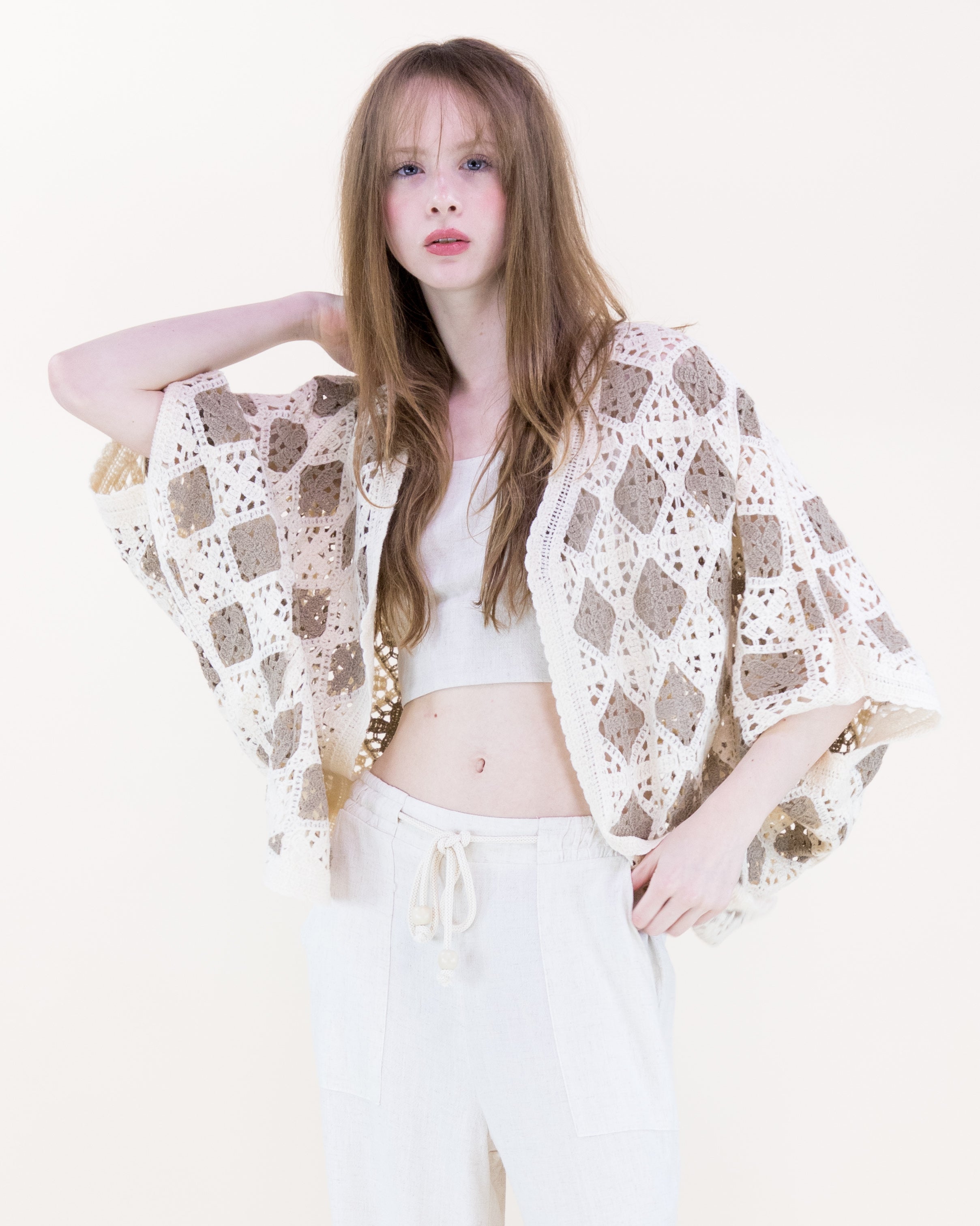 Airy Diamond Open Stitch Crochet Cardigan - BLACK (OS) (Pack of 6)