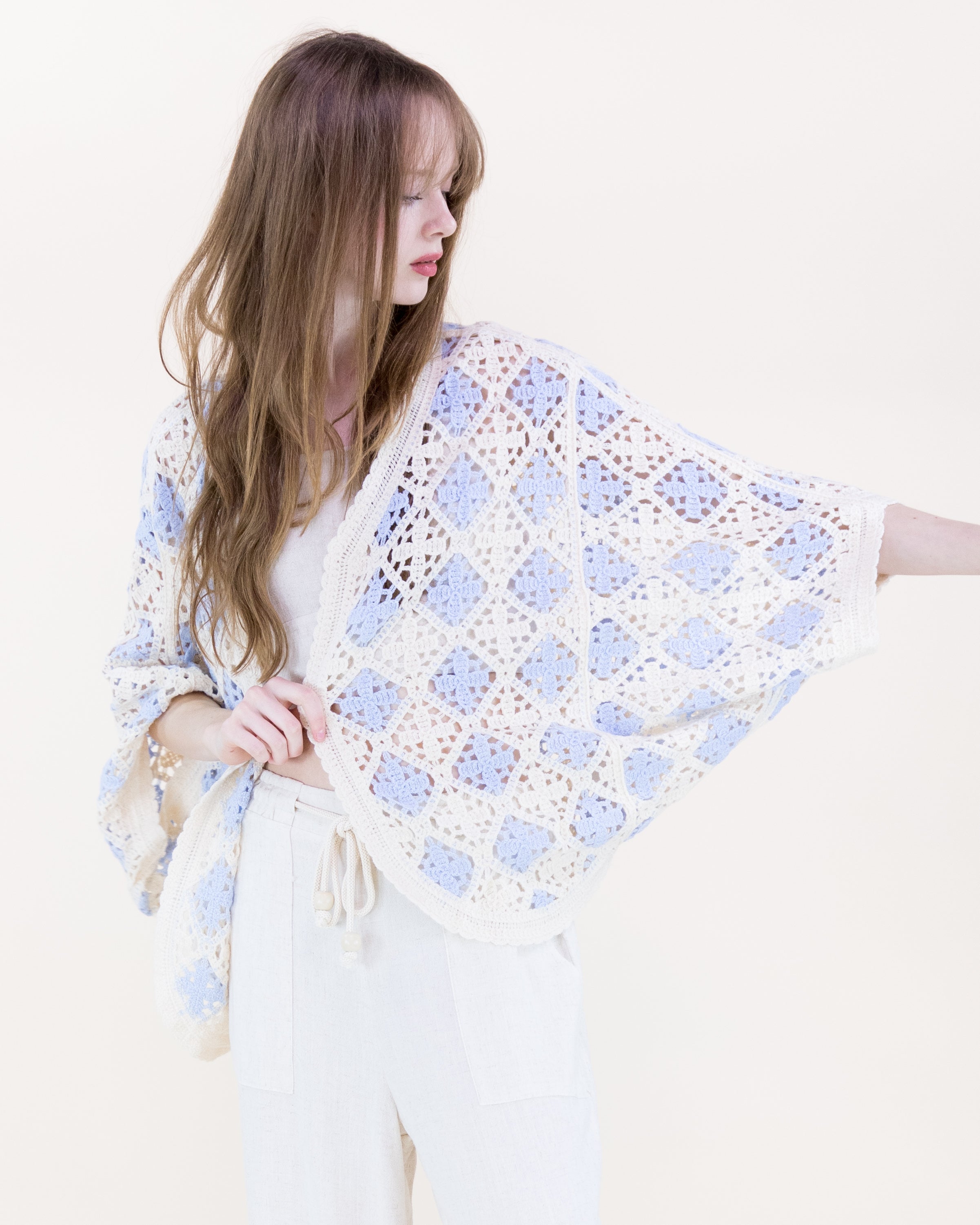 Airy Diamond Open Stitch Crochet Cardigan - BLACK (OS) (Pack of 6)