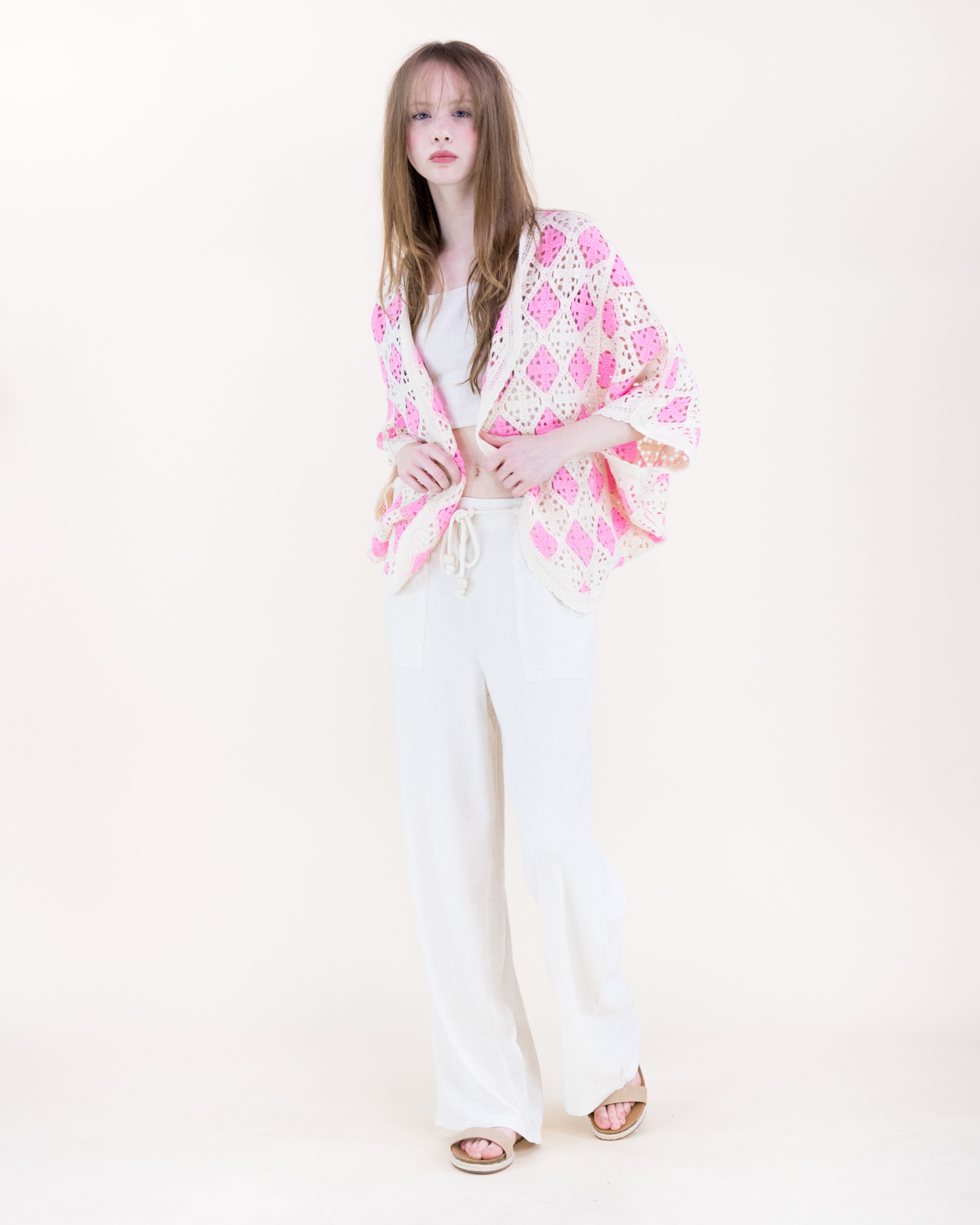 Airy Diamond Open Stitch Crochet Cardigan - BLACK (OS) (Pack of 6)