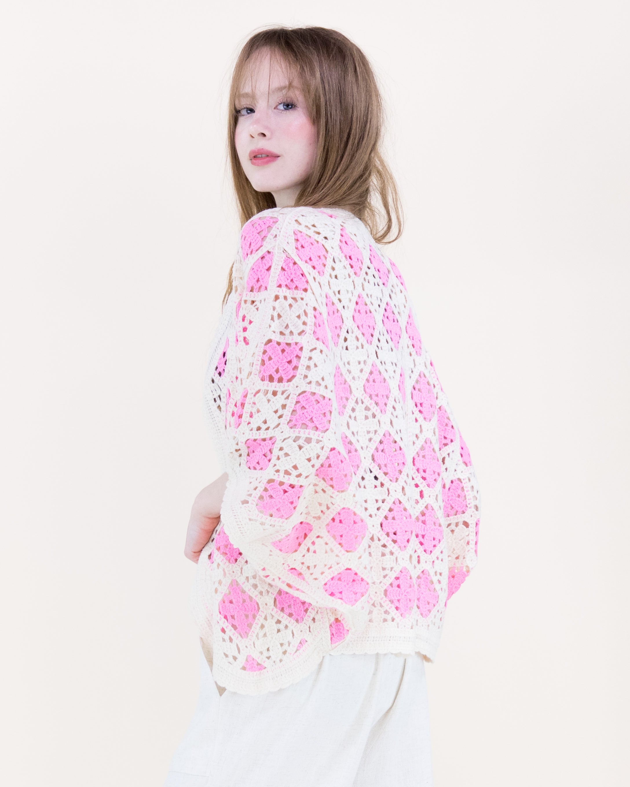 Airy Diamond Open Stitch Crochet Cardigan - BLACK (OS) (Pack of 6)