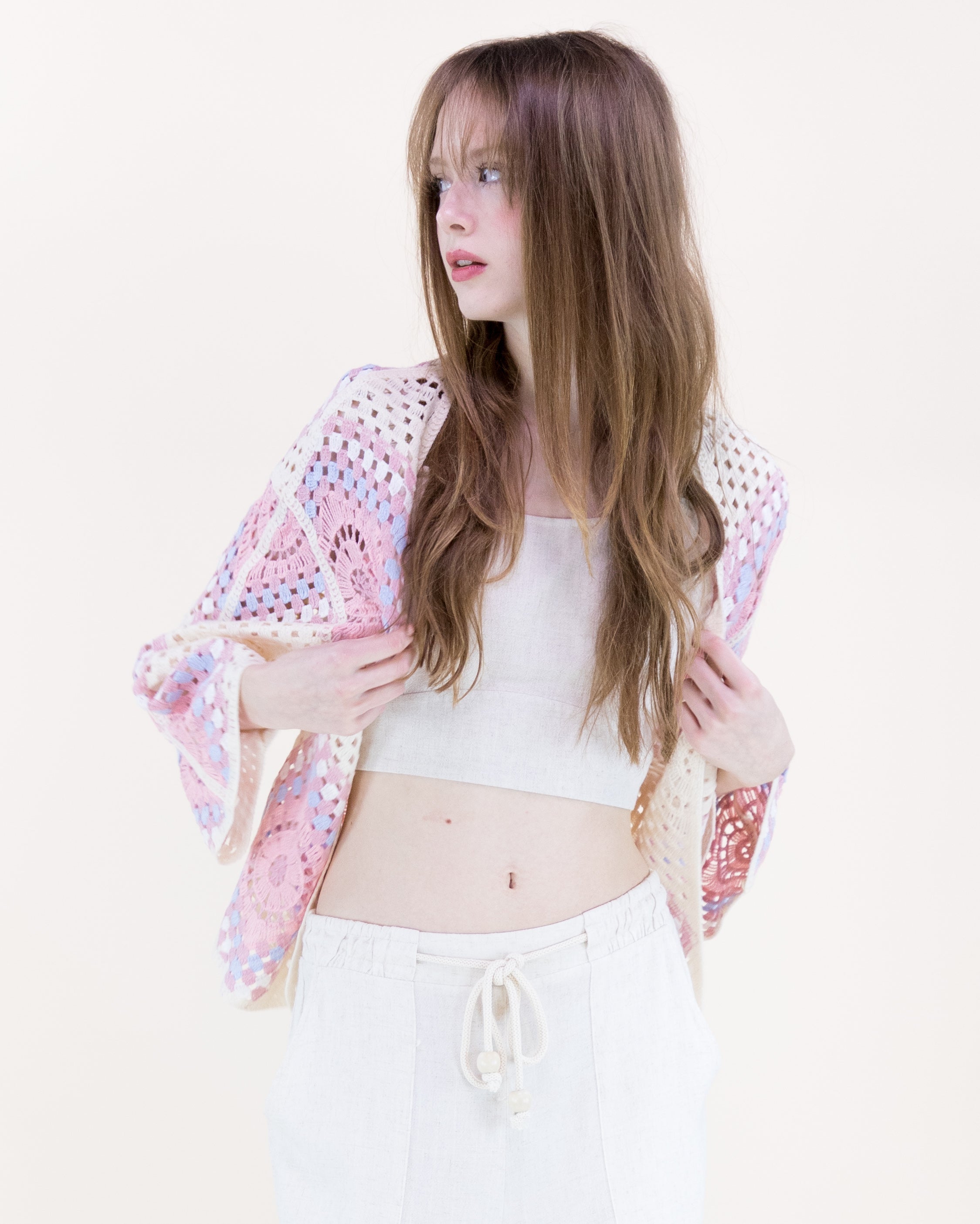 Sunburst Mosaic Open Stitch Long Sleeve Cardigan - ORANGE (OS) (Pack of 6)