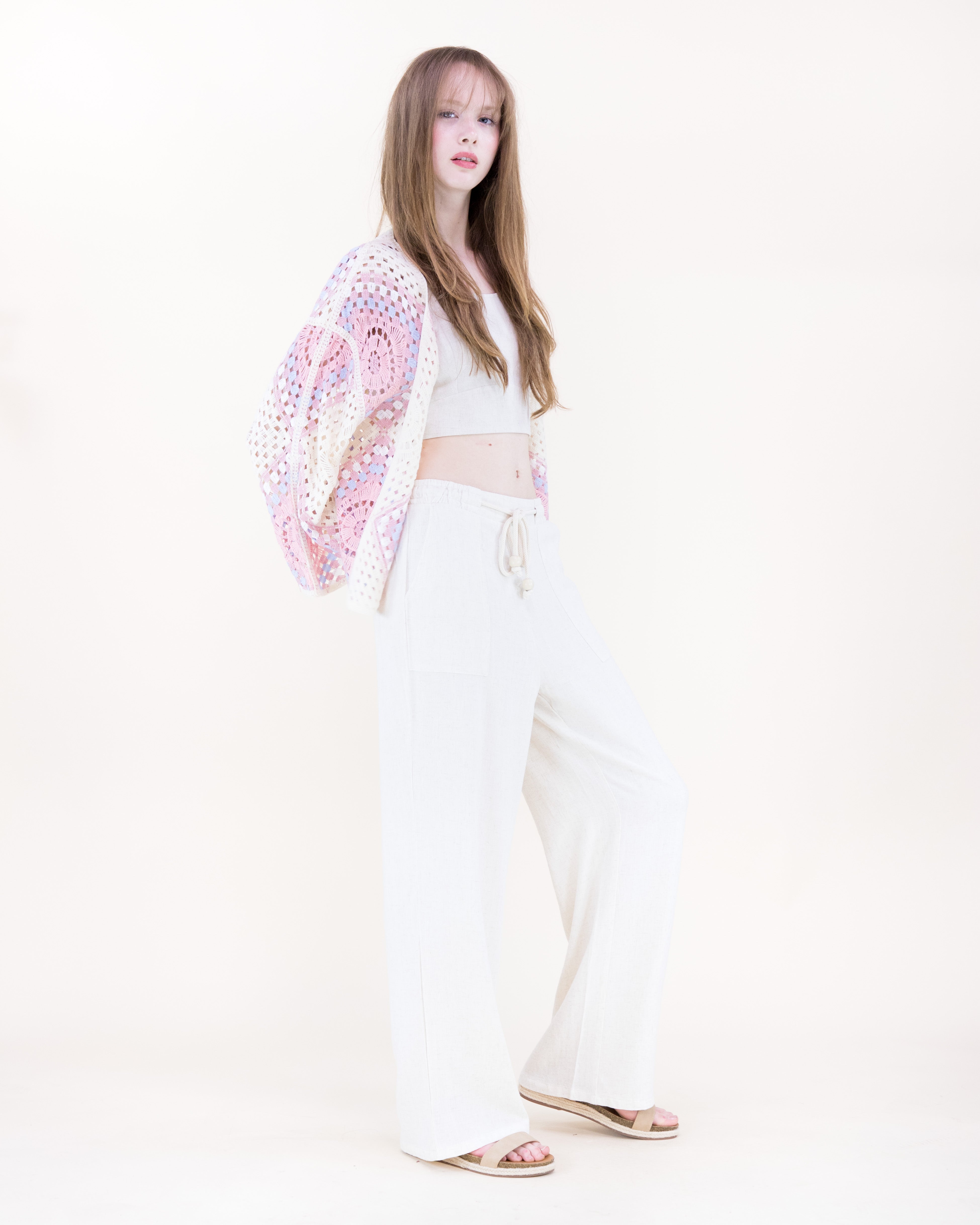 Sunburst Mosaic Open Stitch Long Sleeve Cardigan - ORANGE (OS) (Pack of 6)