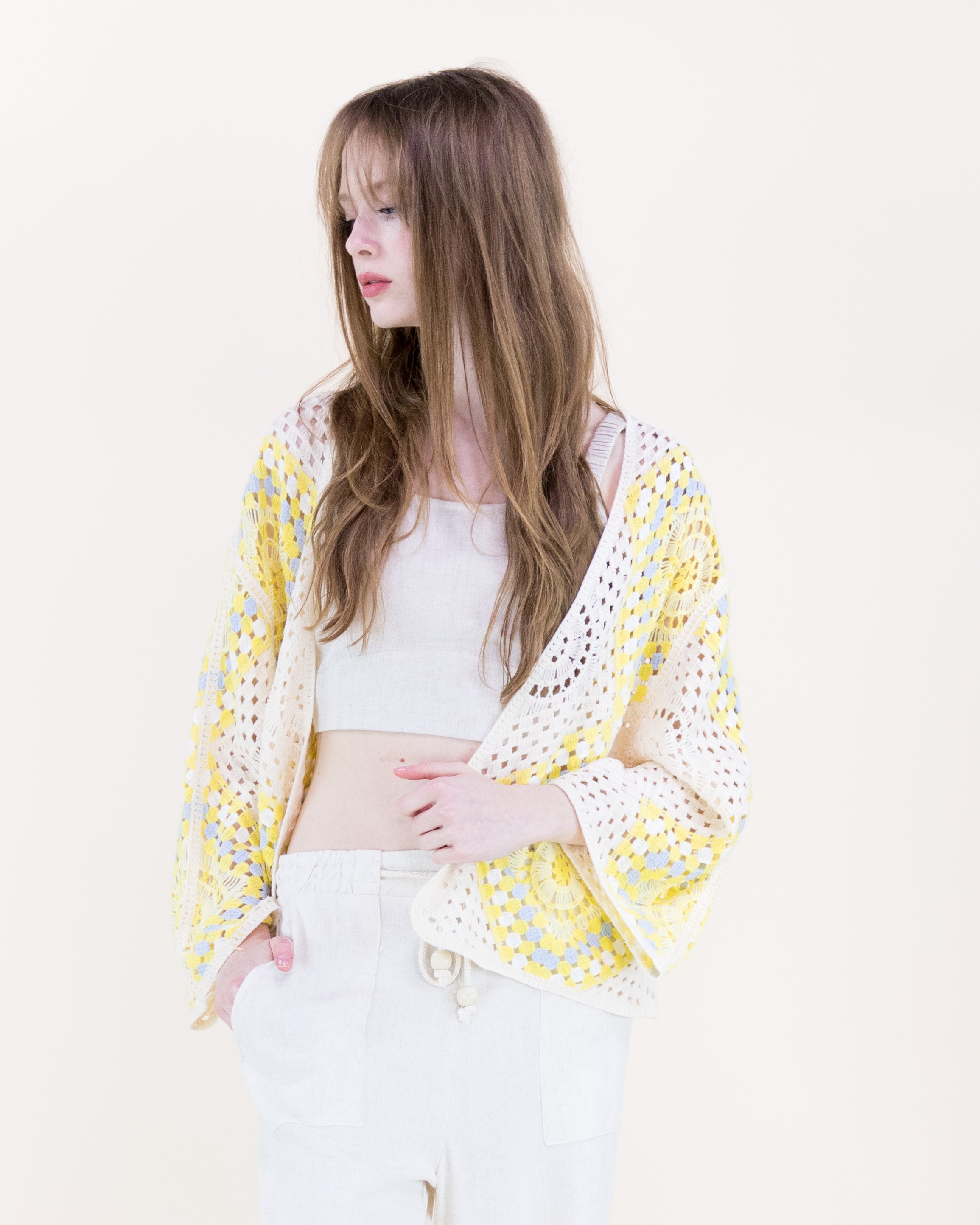 Sunburst Mosaic Open Stitch Long Sleeve Cardigan - ORANGE (OS) (Pack of 6)