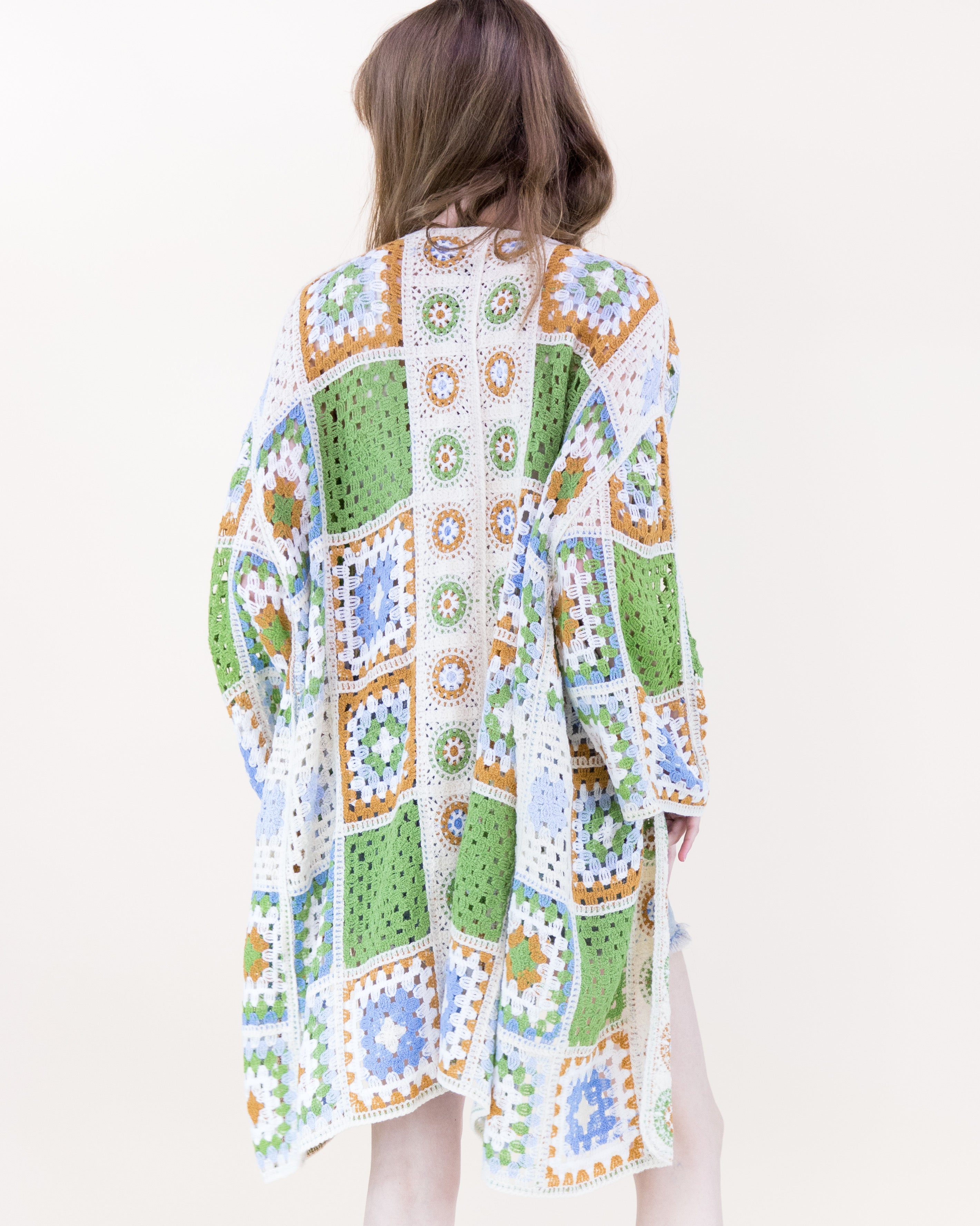 Knee-Length Medallion and Squares Crochet Summer Cardigan - PINK (OS) (Pack of 6)