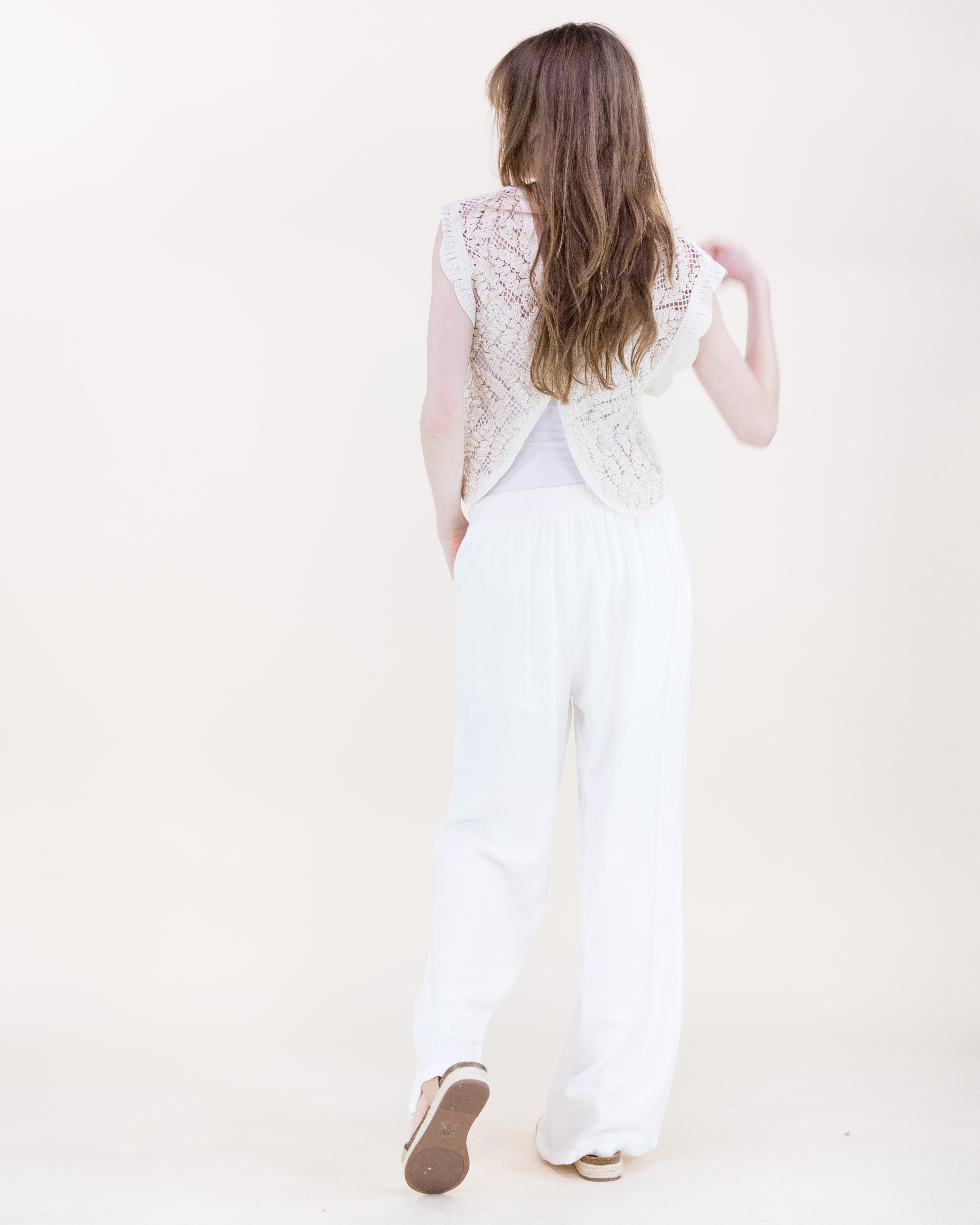 Bella Leaves Butterfly Cotton Crochet Vest - GREEN (OS) (Pack of 6)