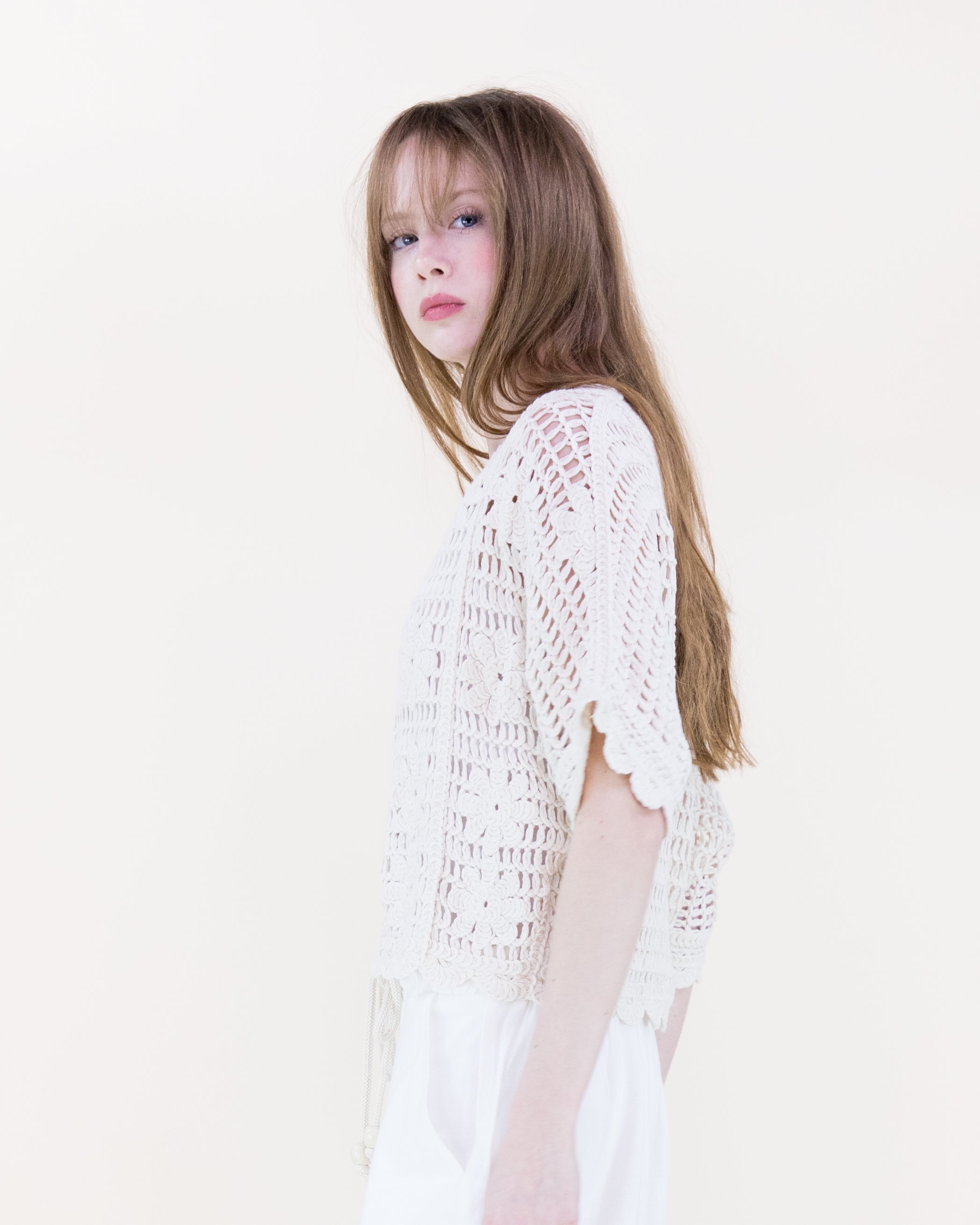 Beach Sunflower Crochet Batwing Top - BEIGE (OS) (Pack of 6)