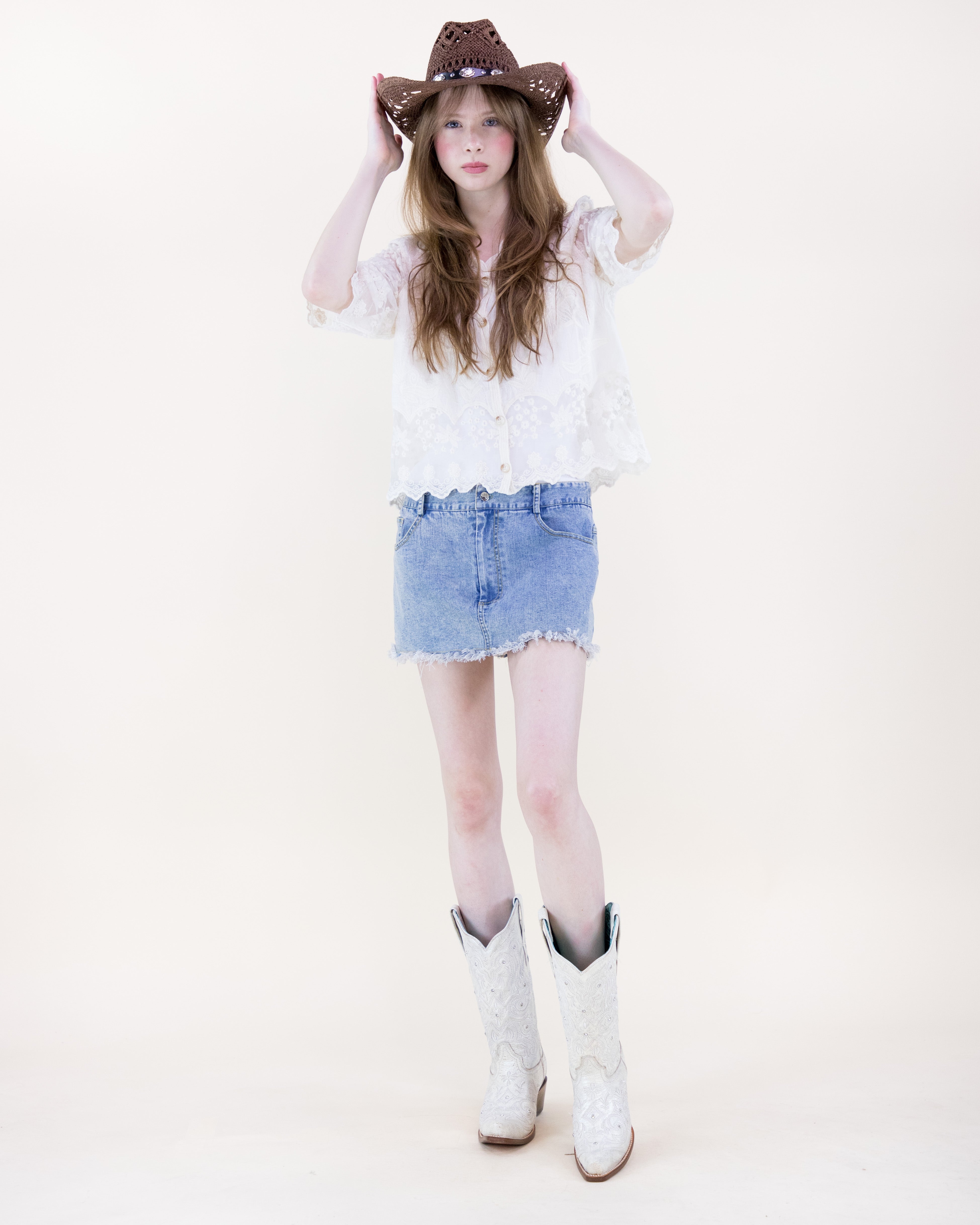 Riviera Bloom Sheer Lace Blouse - WHITE (S/M, L/XL) (Pack of 6)