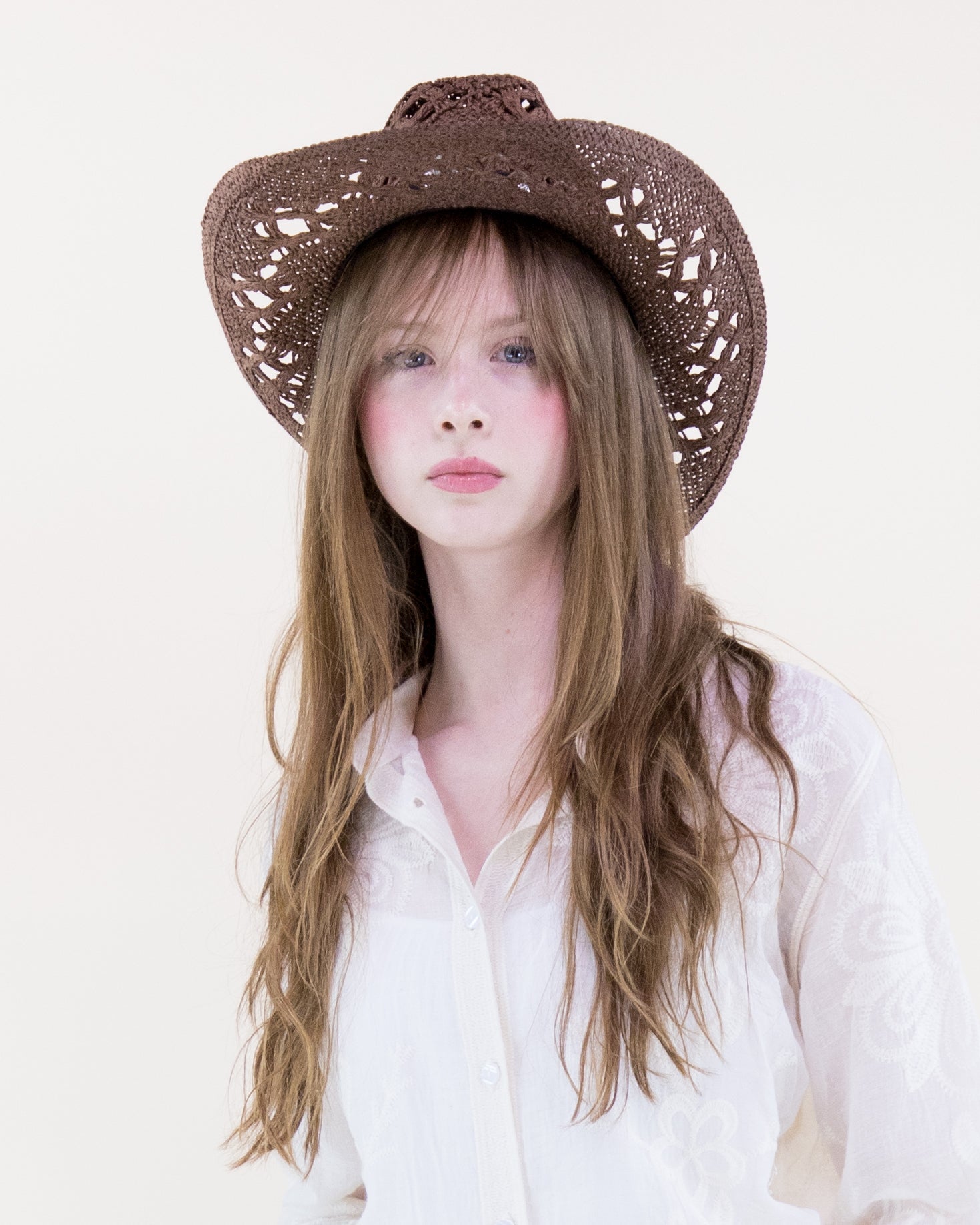 Crochet Concho Band Cowgirl Hat - WHITE (Pack of 6)