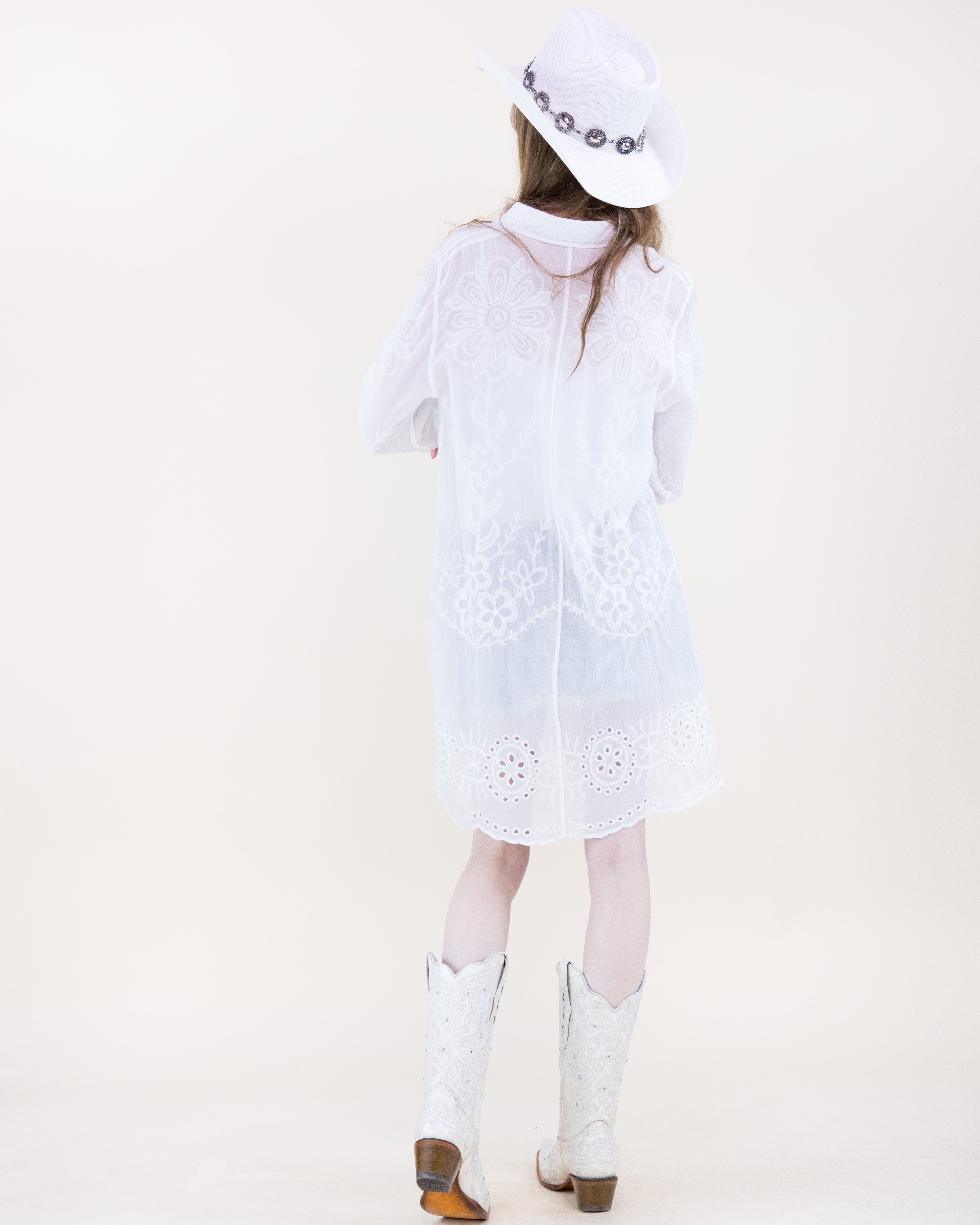Silver Concho Cowgirl Hat - WHITE (Pack of 6)