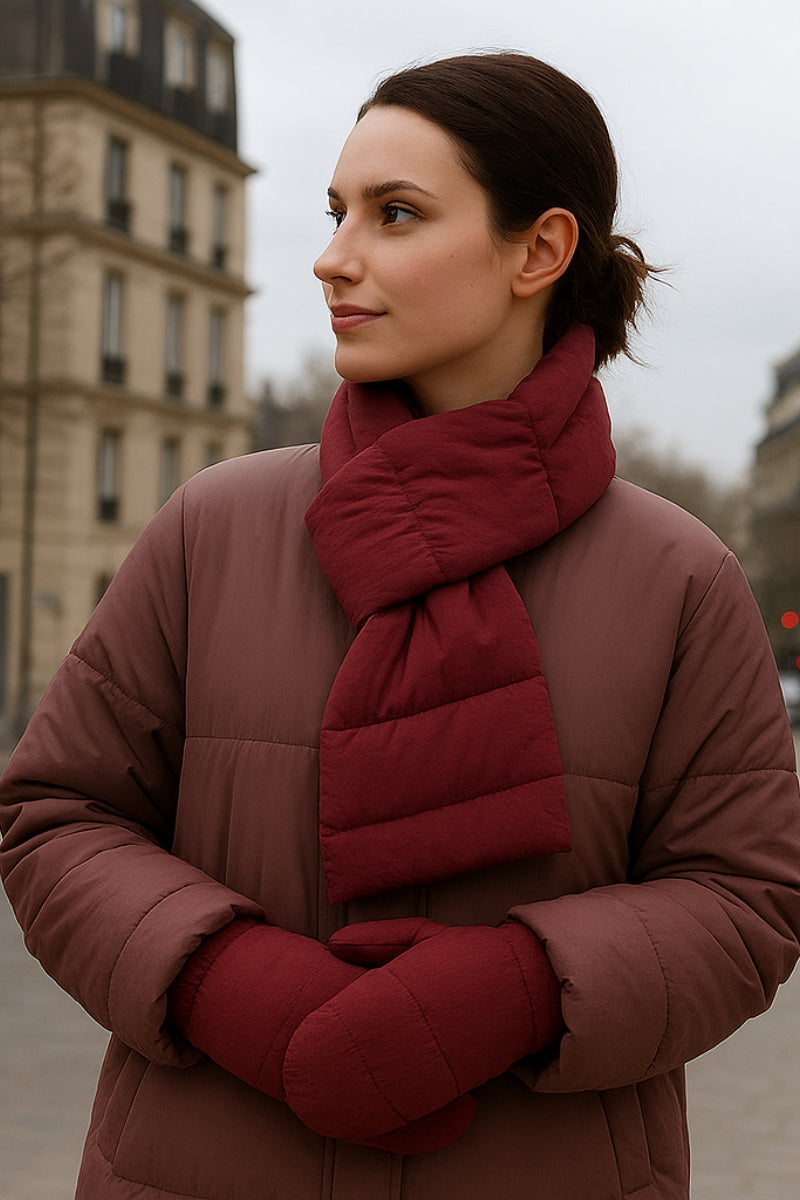 Solid Matte Ribbed Puffer Mittens  - BROWN (Pack of 6)