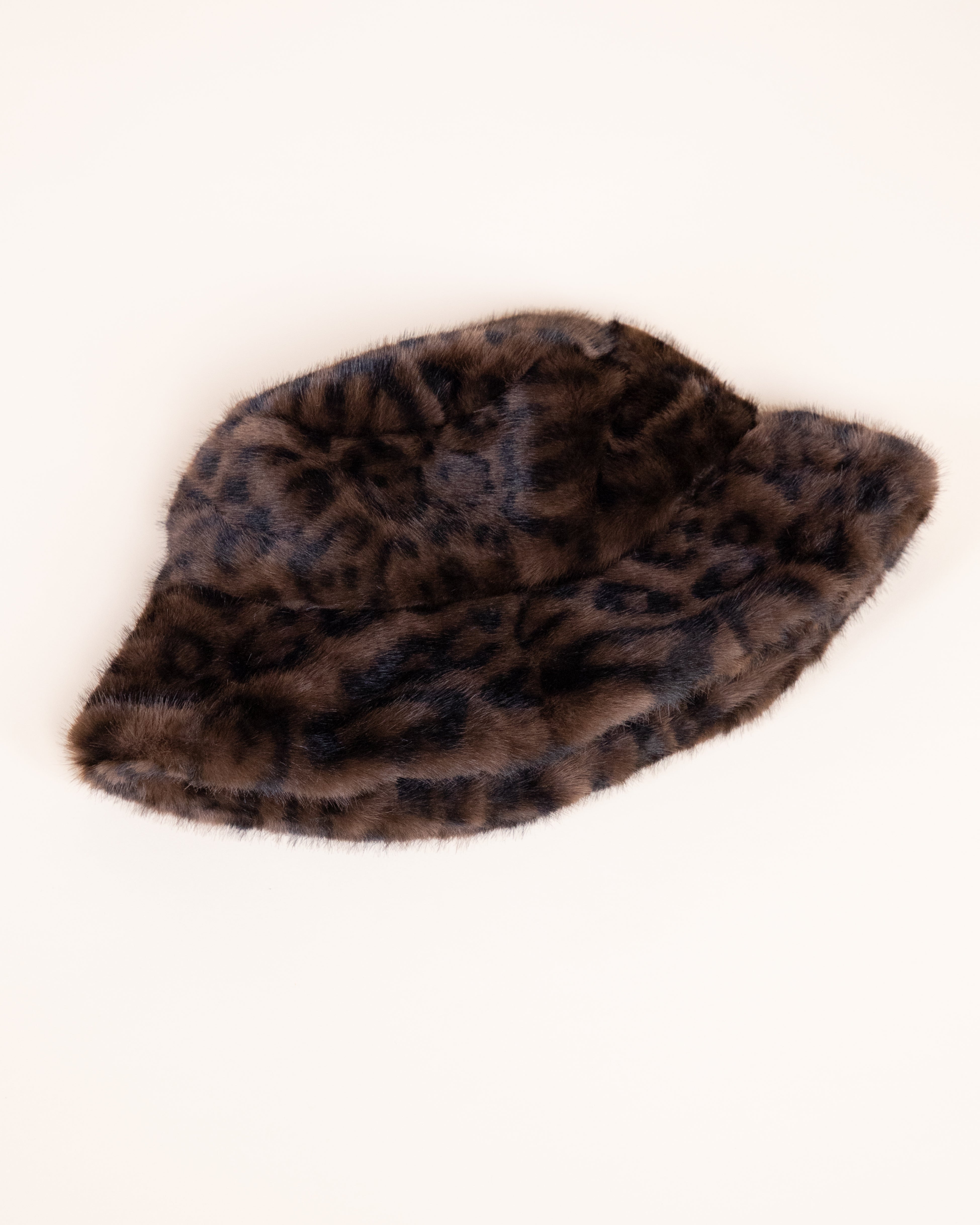 Leopard Teddy Fleece Bucket Hat - BROWN (Pack of 6)