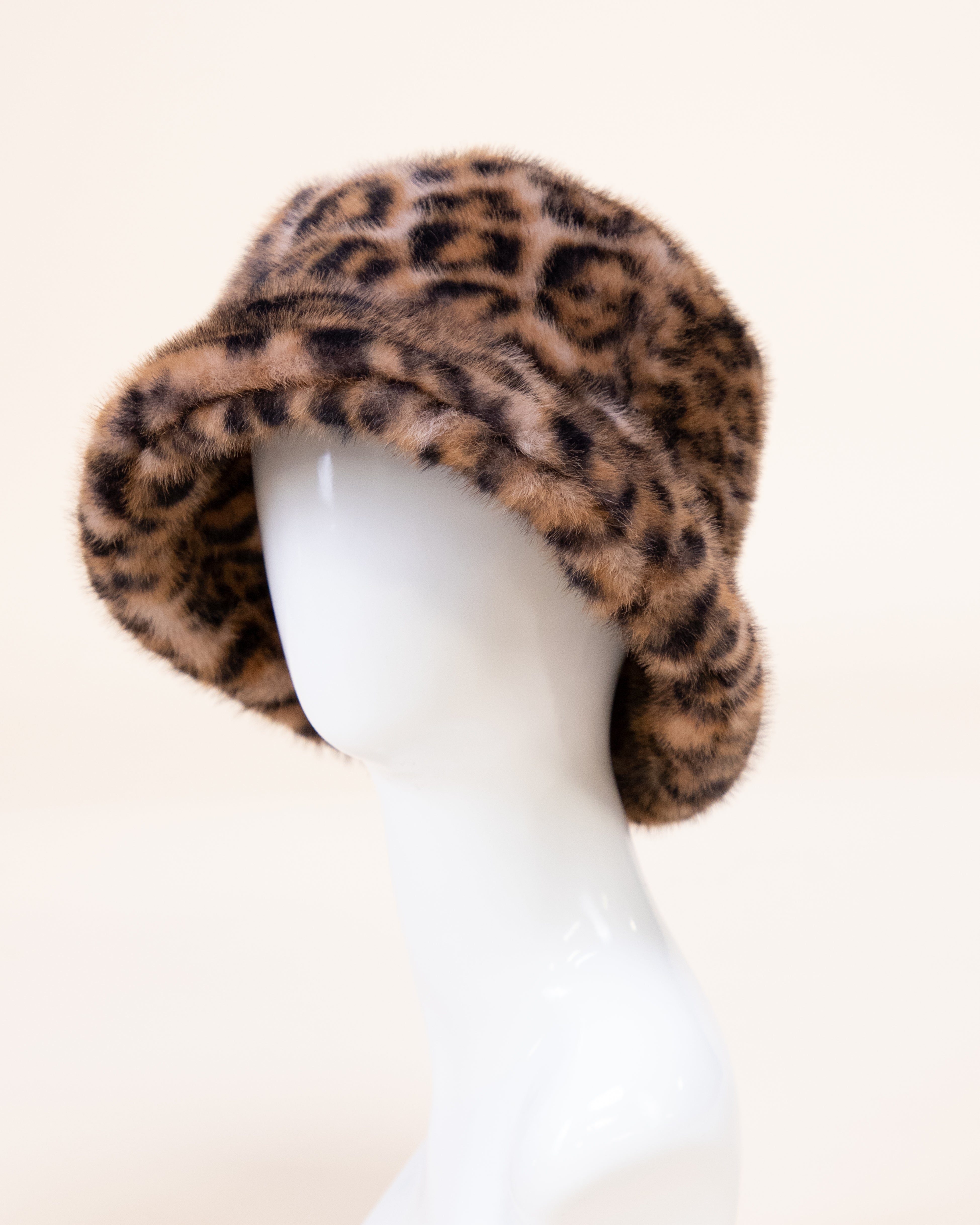 Leopard Teddy Fleece Bucket Hat - BROWN (Pack of 6)