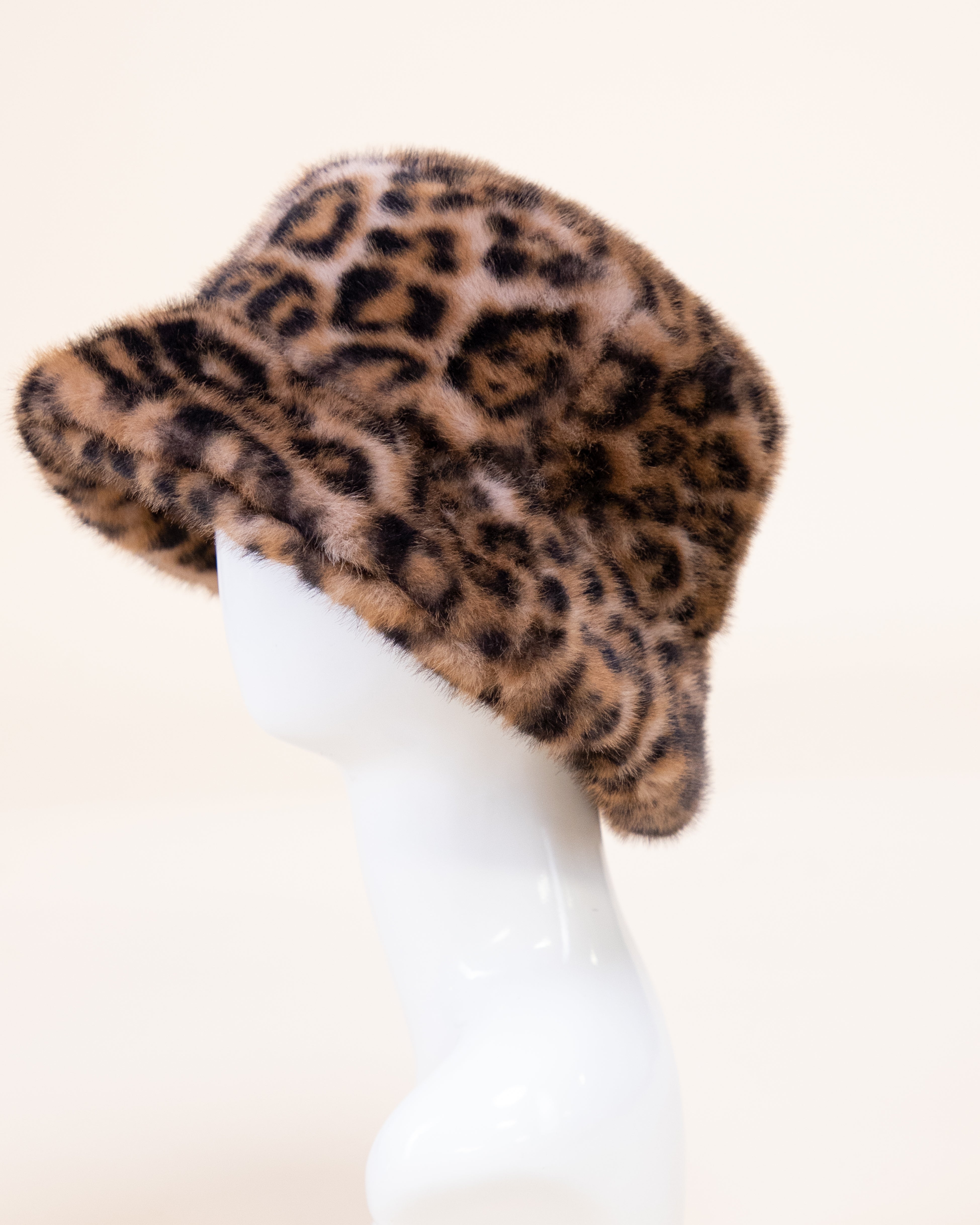 Leopard Teddy Fleece Bucket Hat - BROWN (Pack of 6)