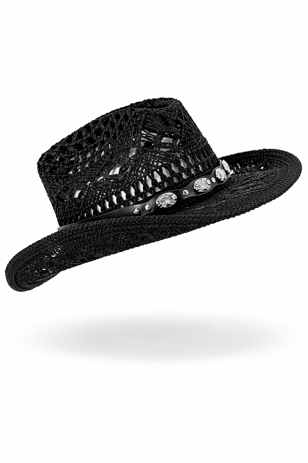 Crochet Concho Band Cowgirl Hat - WHITE (Pack of 6)