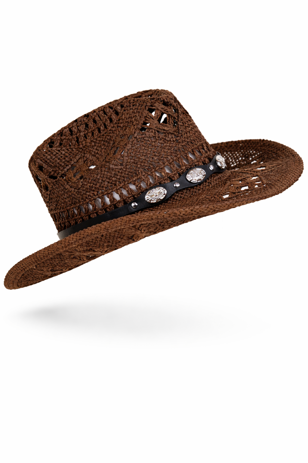 Crochet Concho Band Cowgirl Hat - WHITE (Pack of 6)