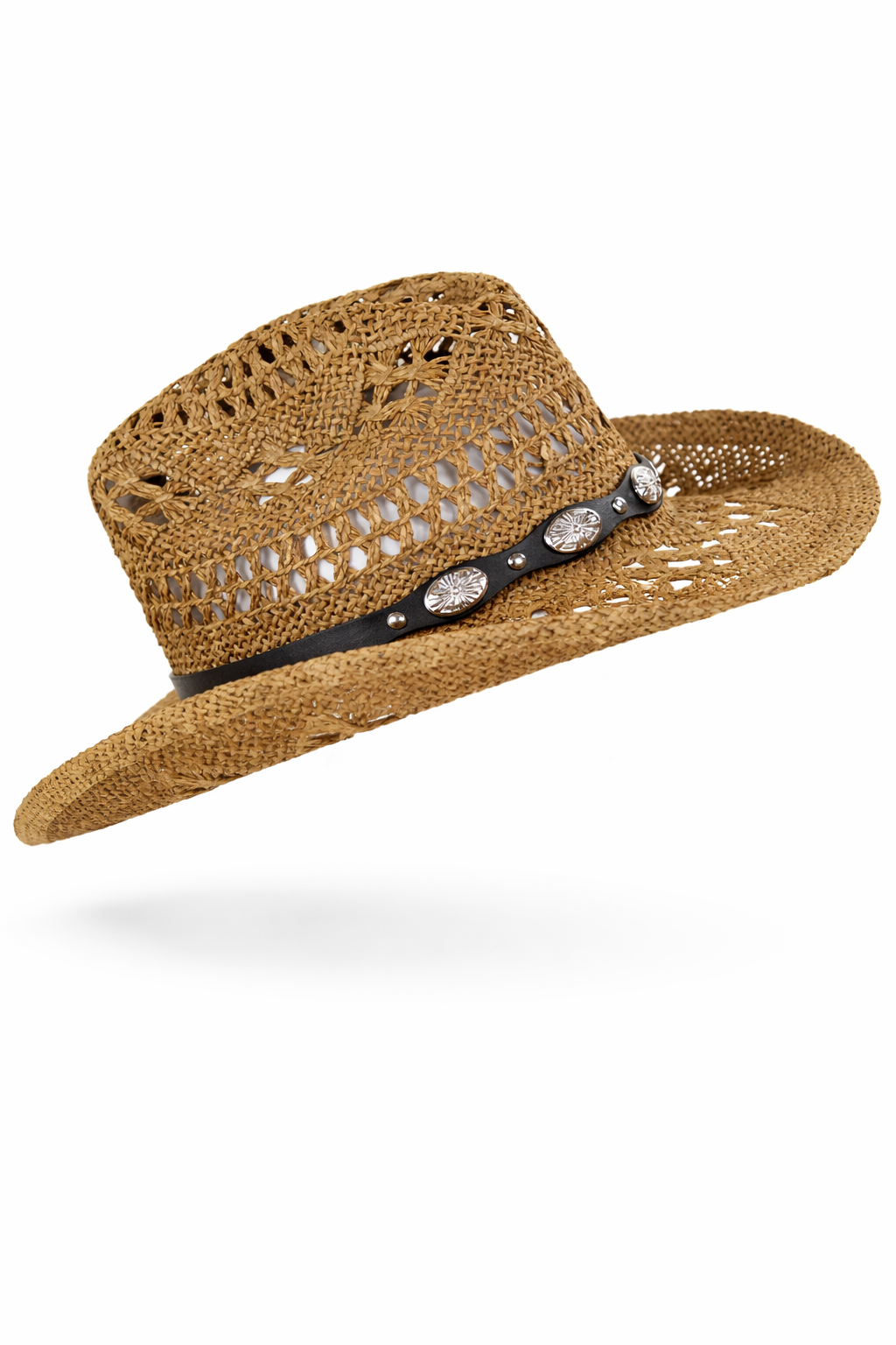 Crochet Concho Band Cowgirl Hat - WHITE (Pack of 6)