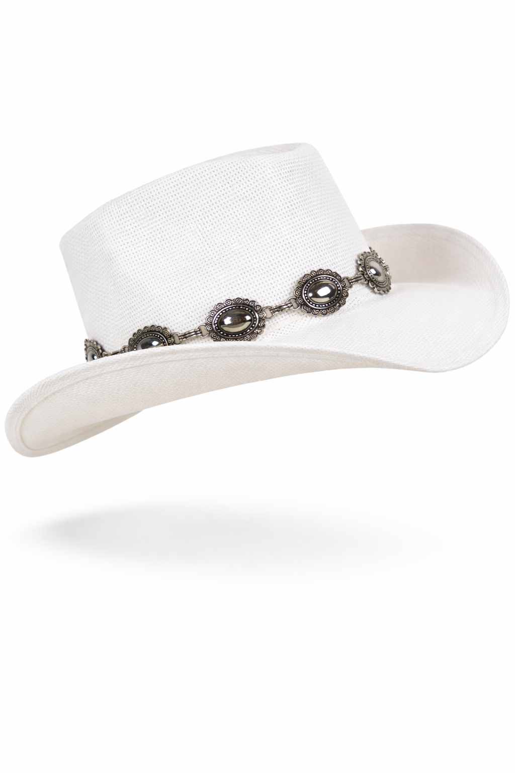 Silver Concho Cowgirl Hat - WHITE (Pack of 6)