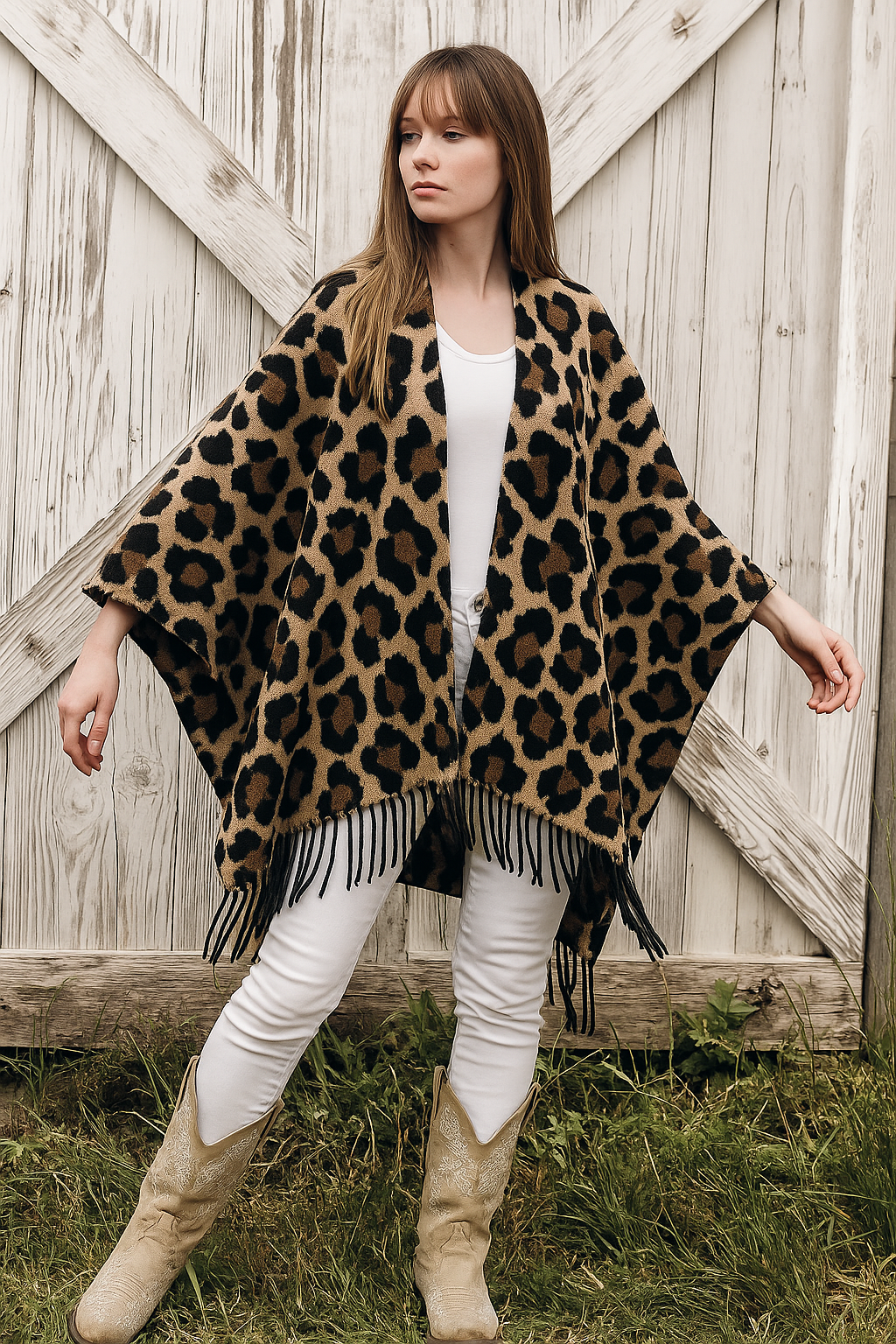 Leopard Animal Print Ruana Wrap - LEOPARD (OS) (Pack of 6)