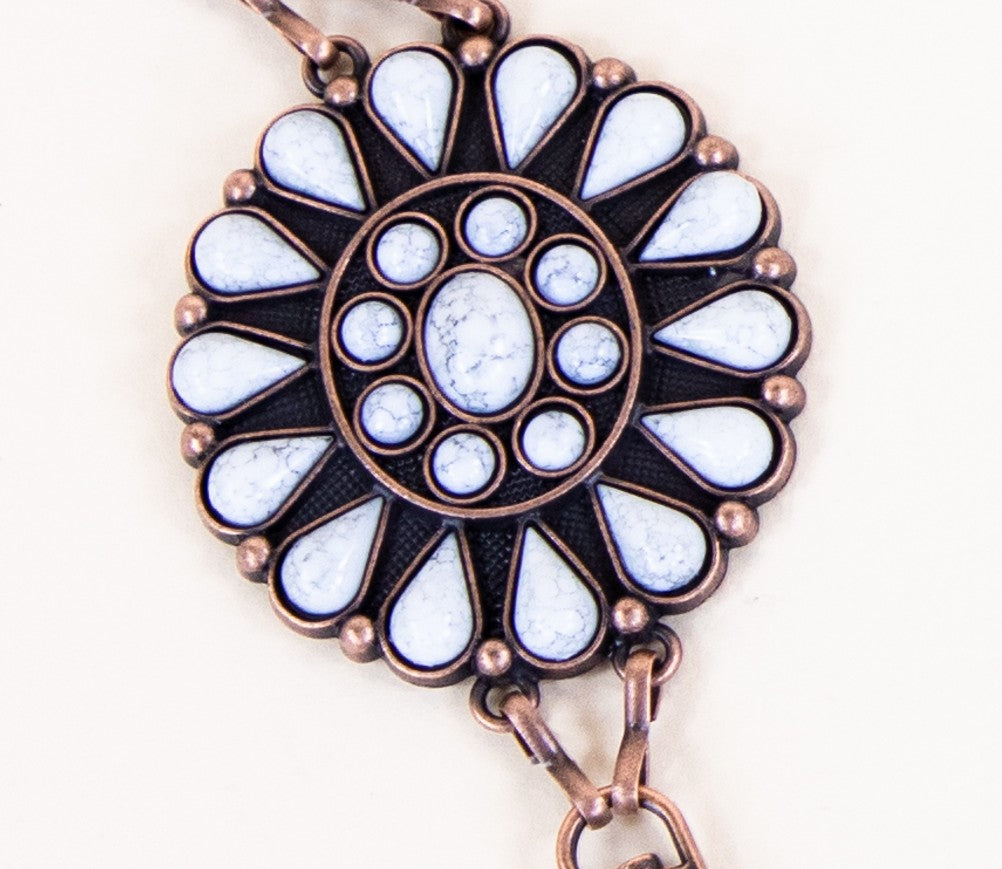 Round Vintage Metal Howlite Concho Chain Belt - BLACK (Pack of 6)