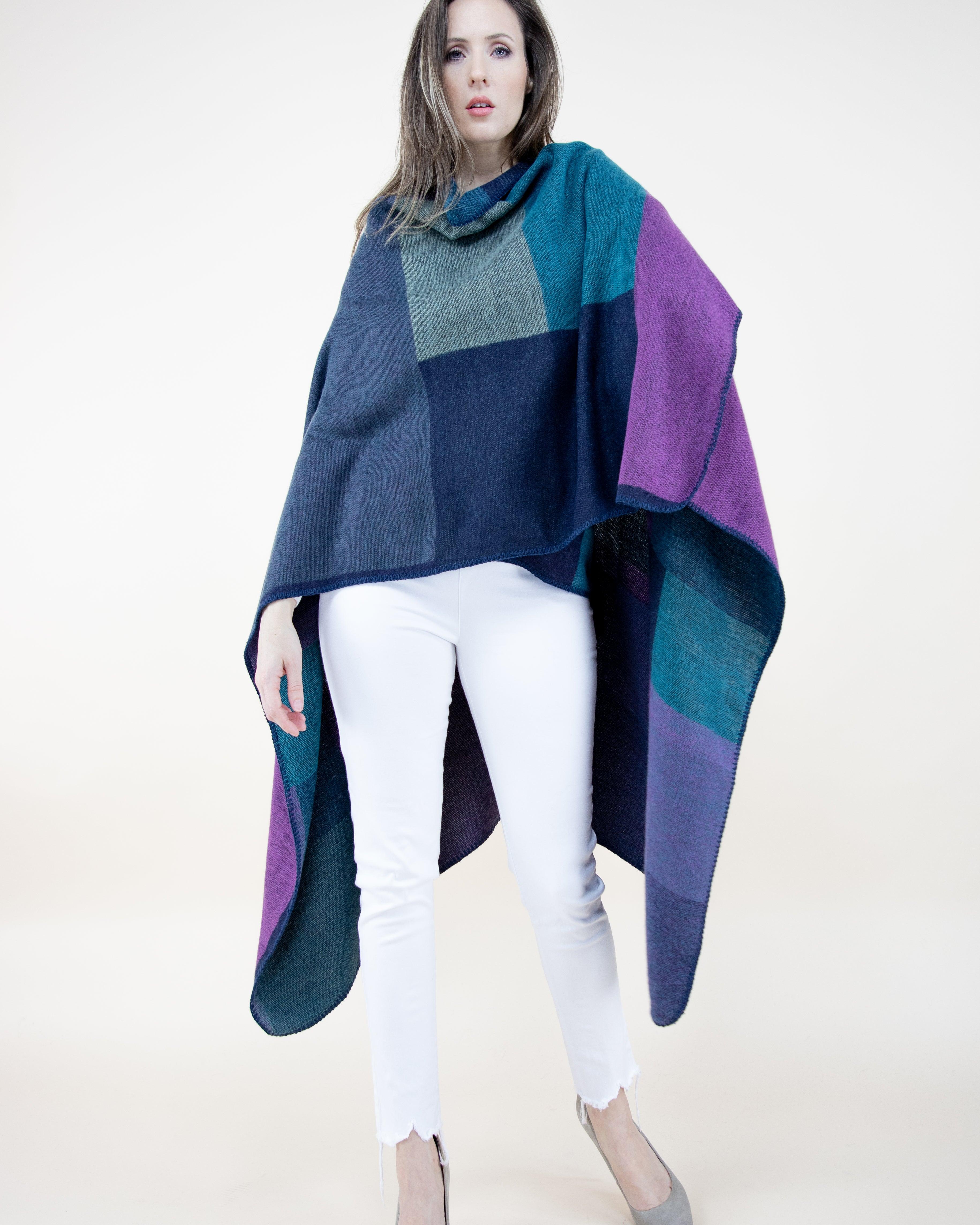 Color Block Ruana Wrap - TEAL PURPLE (OS) (Packs of 6) – ORIGINAL USA