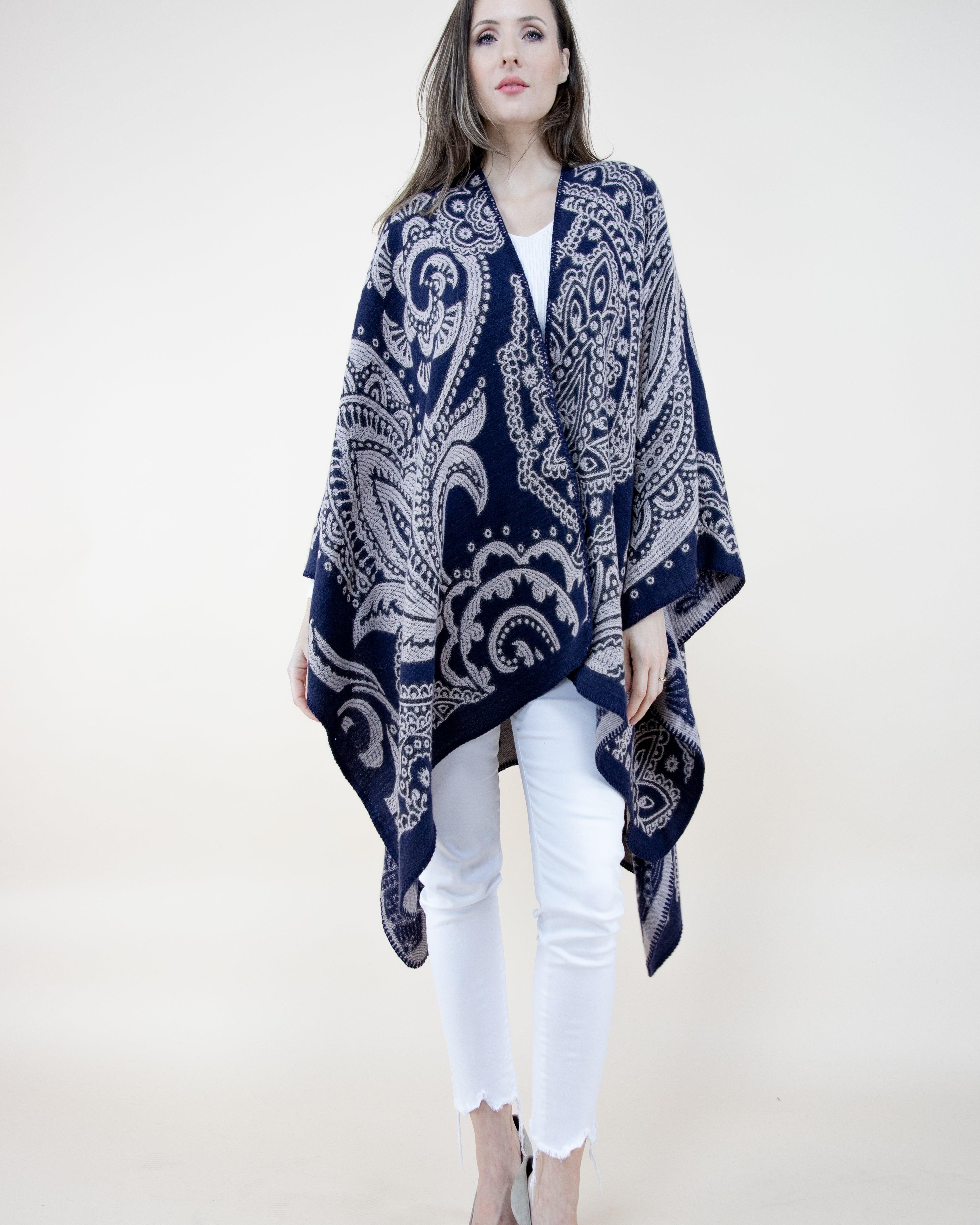 Floral Print Ruana Wrap - NAVY (OS) (Packs of 6) – ORIGINAL USA