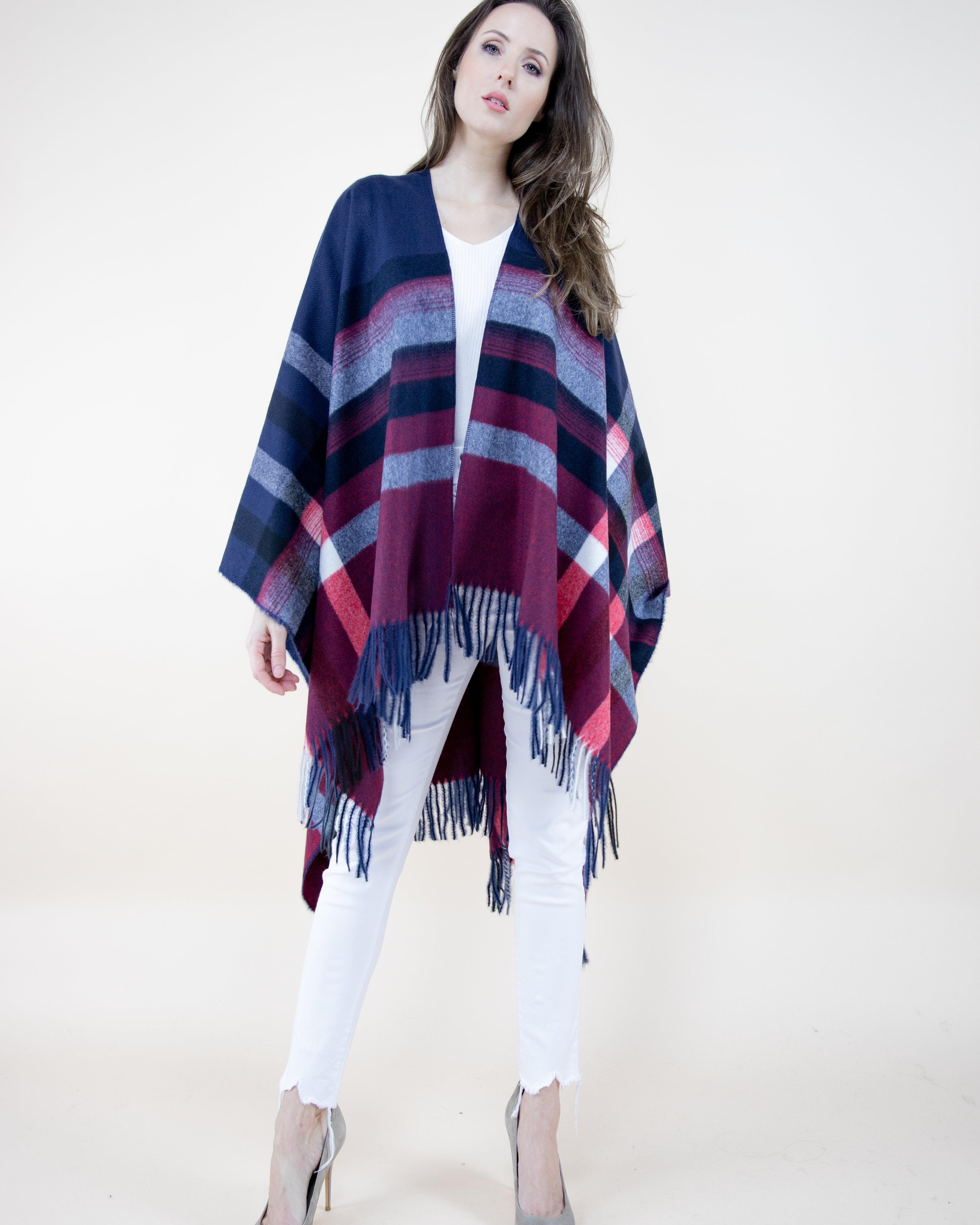Waffle Plaid Ruana Wrap - BLUE (OS) (Packs of 6) – ORIGINAL USA