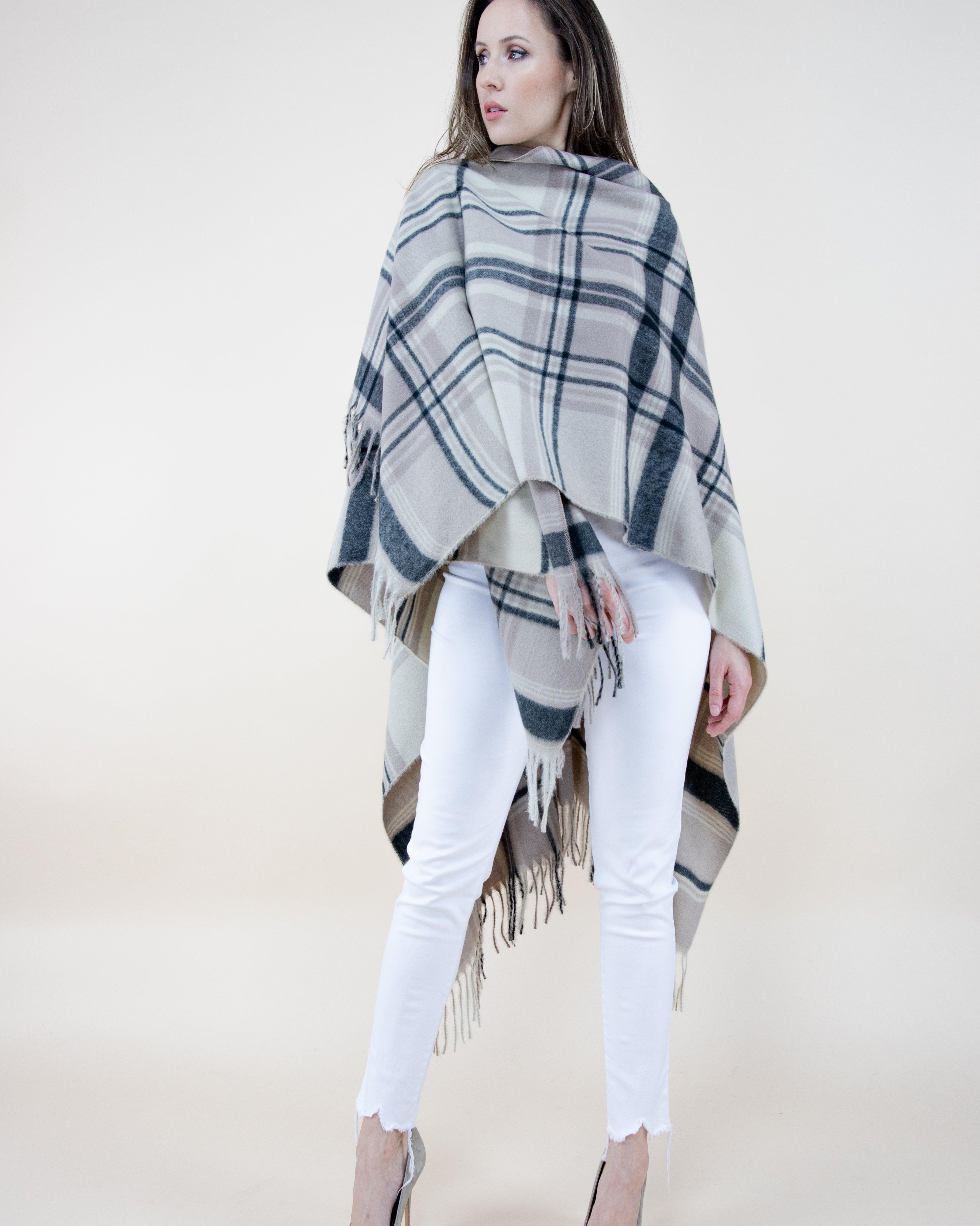 Tartan Plaid Ruana Wrap - BEIGE (OS) (Packs of 6) – ORIGINAL USA