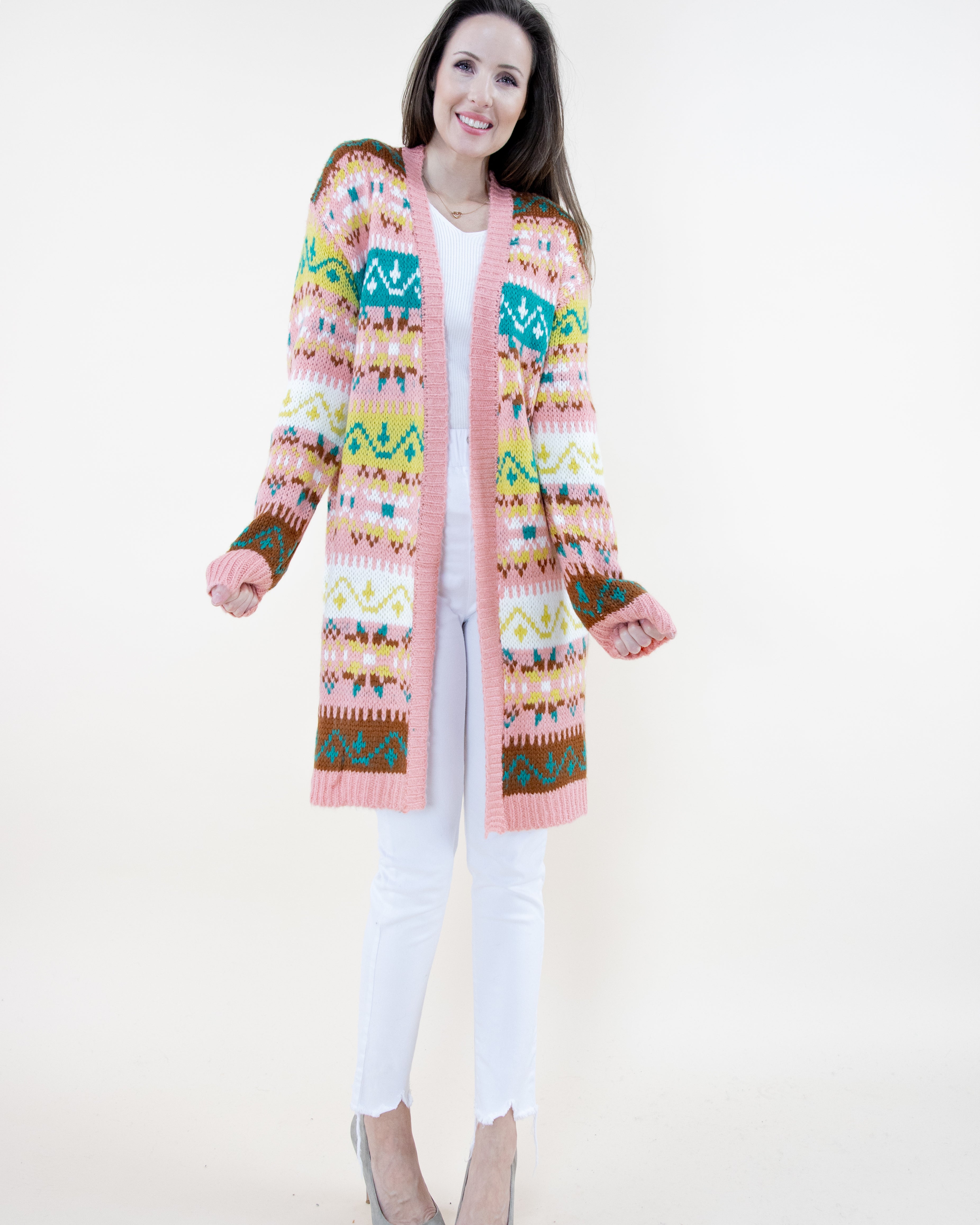 Peruvian Ethnic Pattern Cardigan - PINK (S/M, L/XL) (Packs of 6 ...