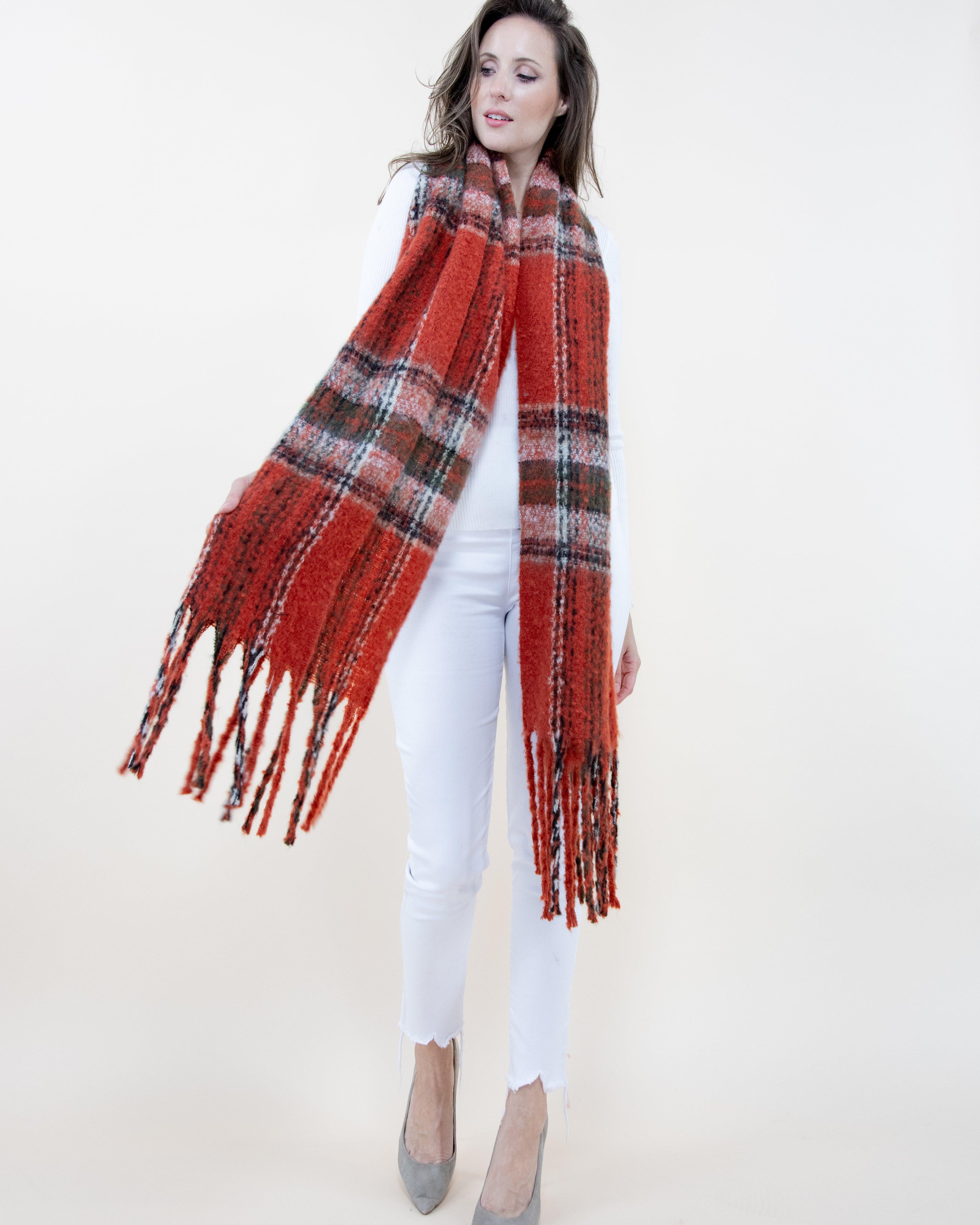 Vibrant Colorful Plaid Scarf - RUST (Pack of 6) – ORIGINAL USA